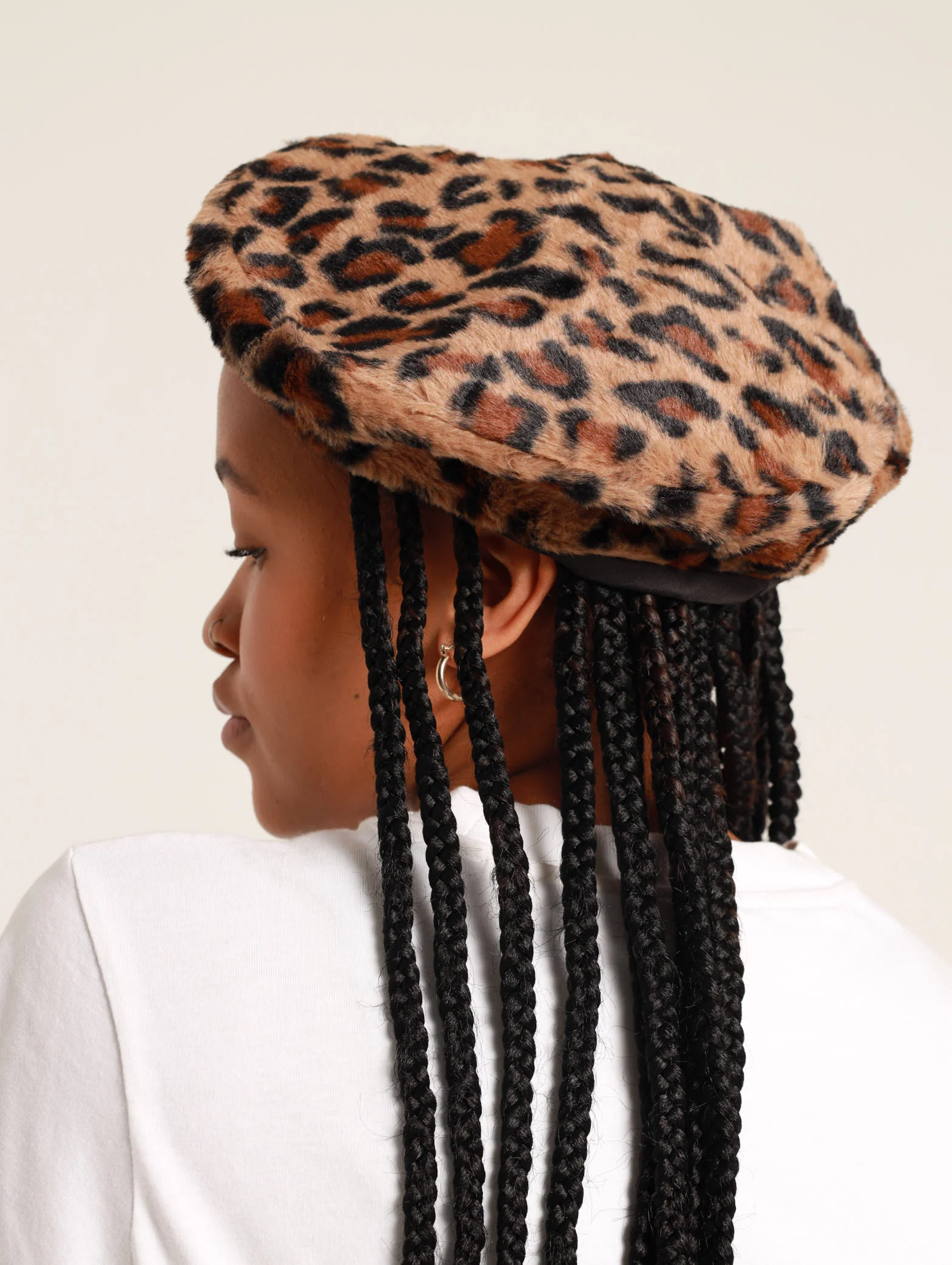 Faux Fur Animal Beret - Image 2