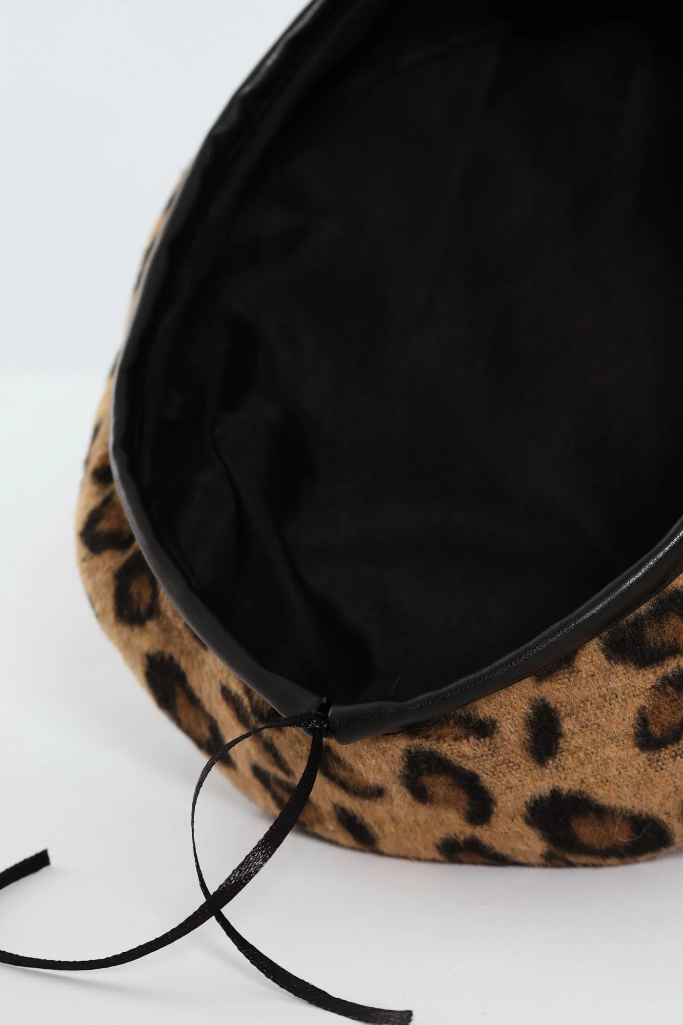 Faux Fur Animal Print Beret - Brown - Image 2