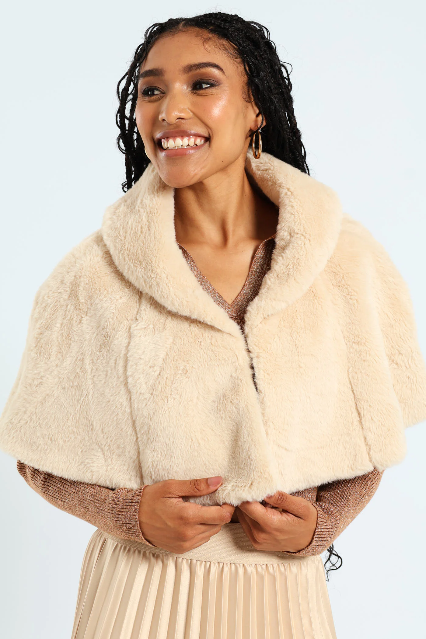 Faux Fur Bolero - Natural
