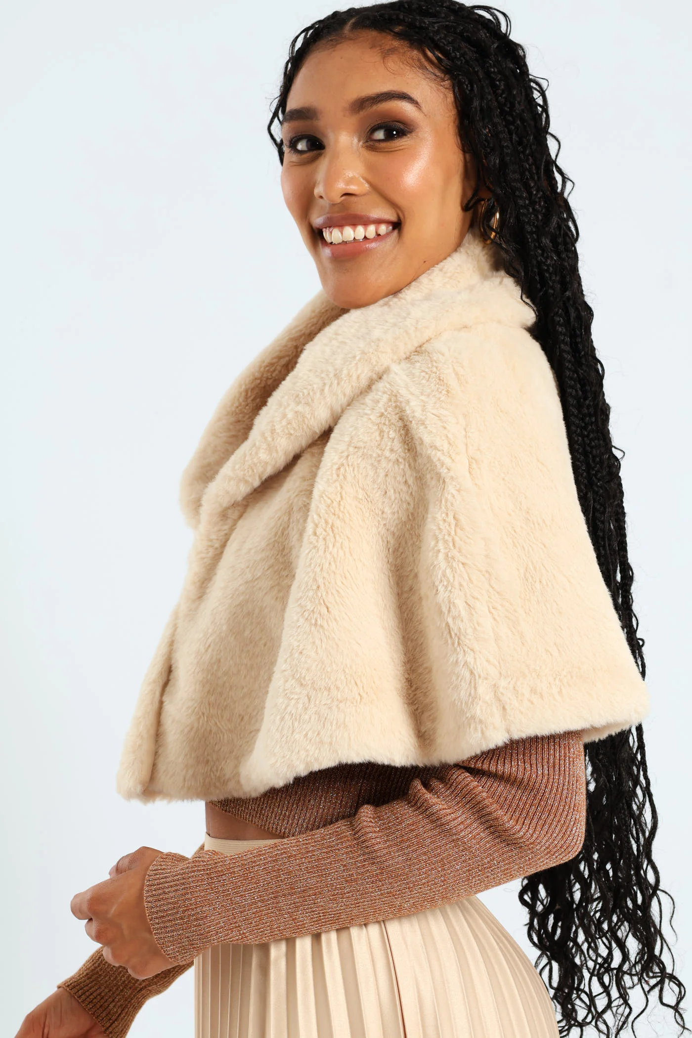 Faux Fur Bolero - Natural - Image 3