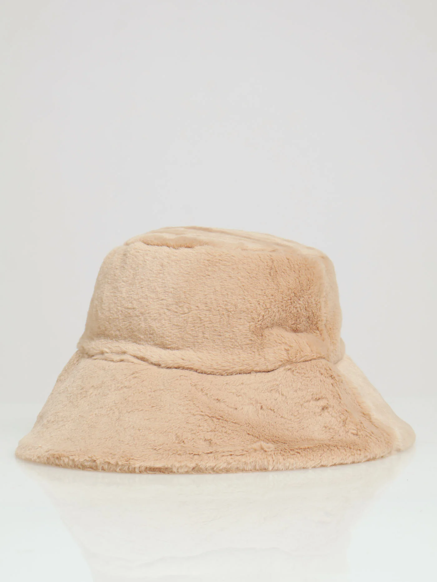 Faux Fur Bucket Hat - Beige