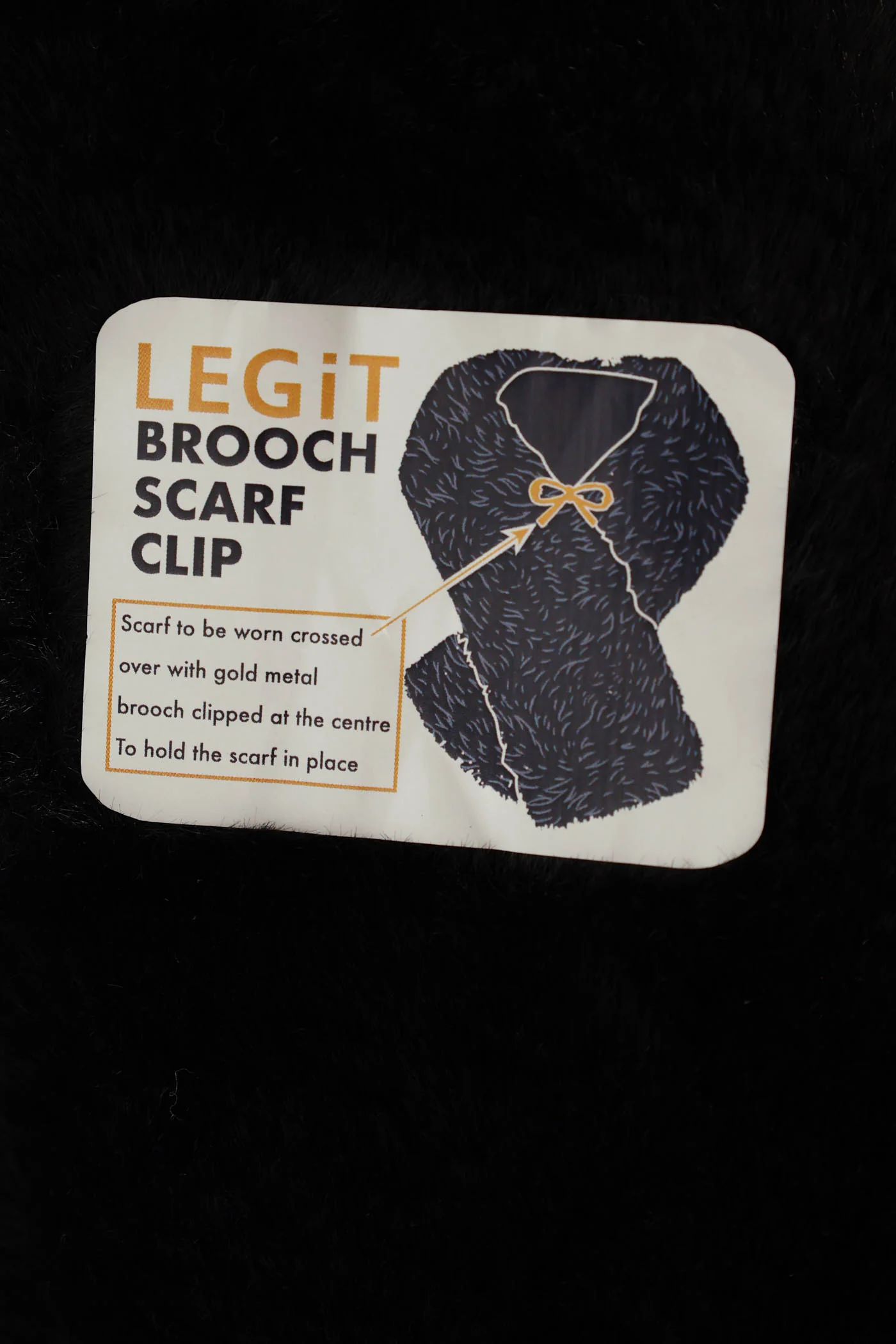 Faux Fur Shawl With Diamante Bow Broach - Black - Image 7