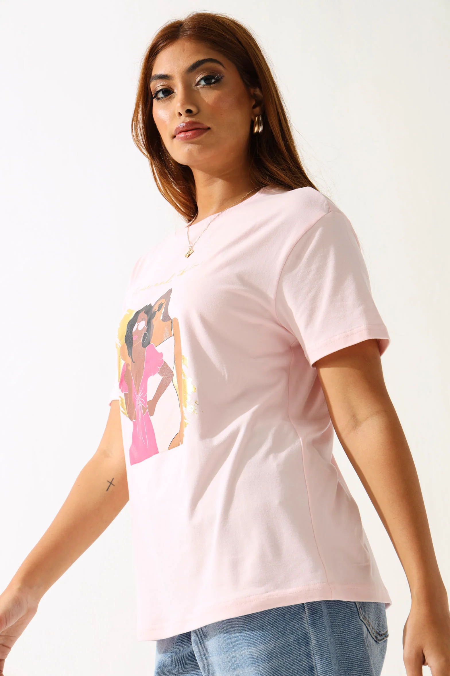 Fierce Girls Screen Tee - Light Pink - Image 3