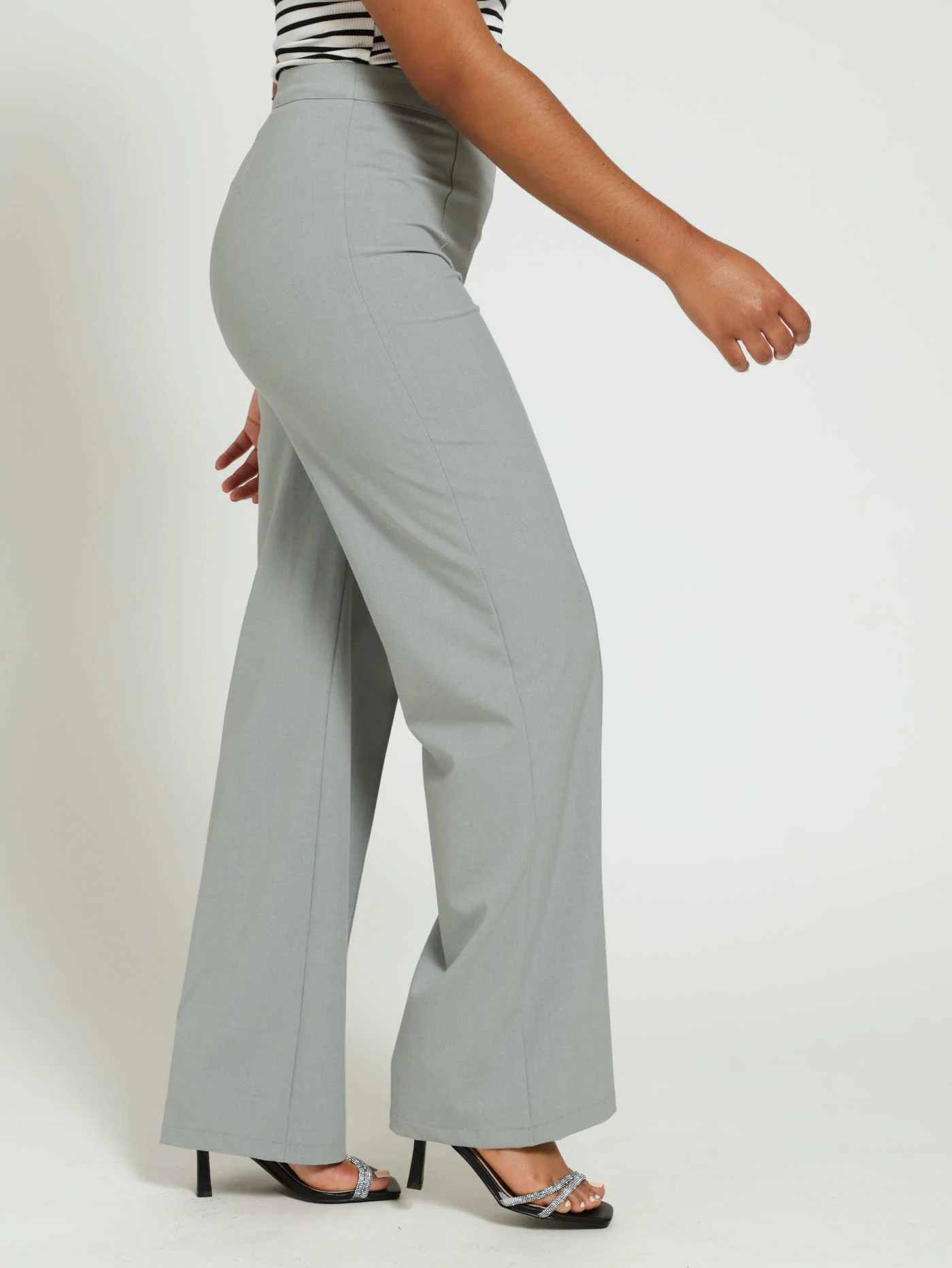 Fit & Flare Pleat Detail Pants - Grey - Image 2