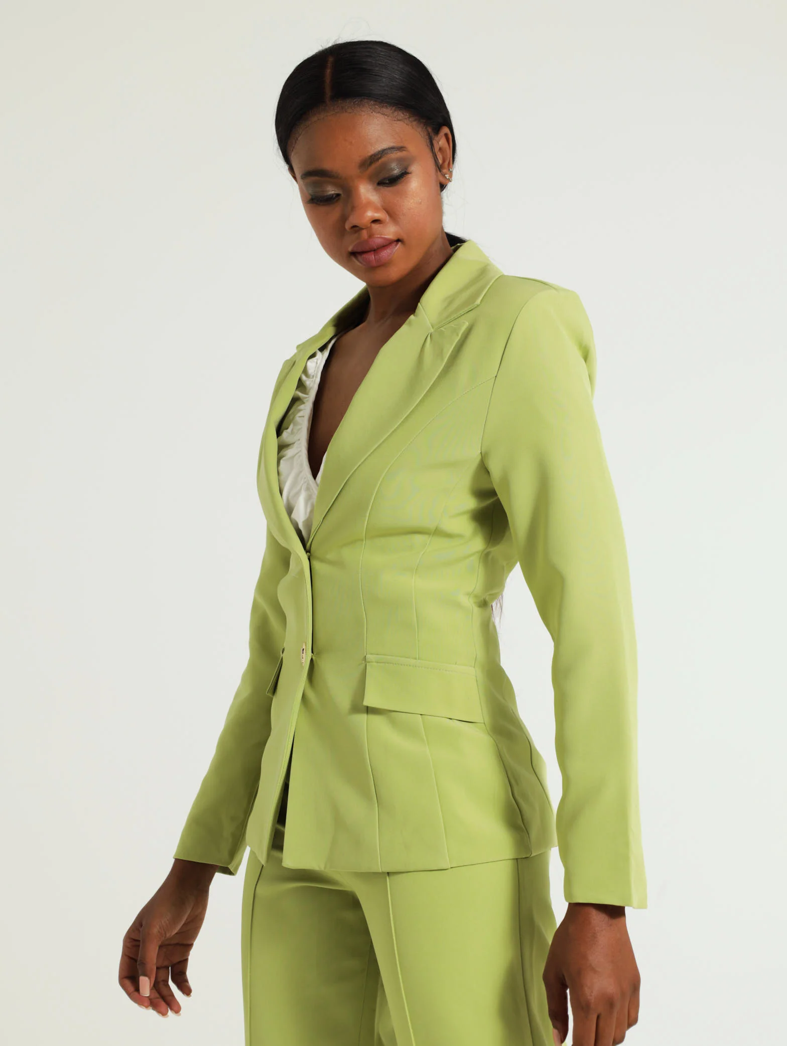 Fitted Fancy Button Blazer - Image 2