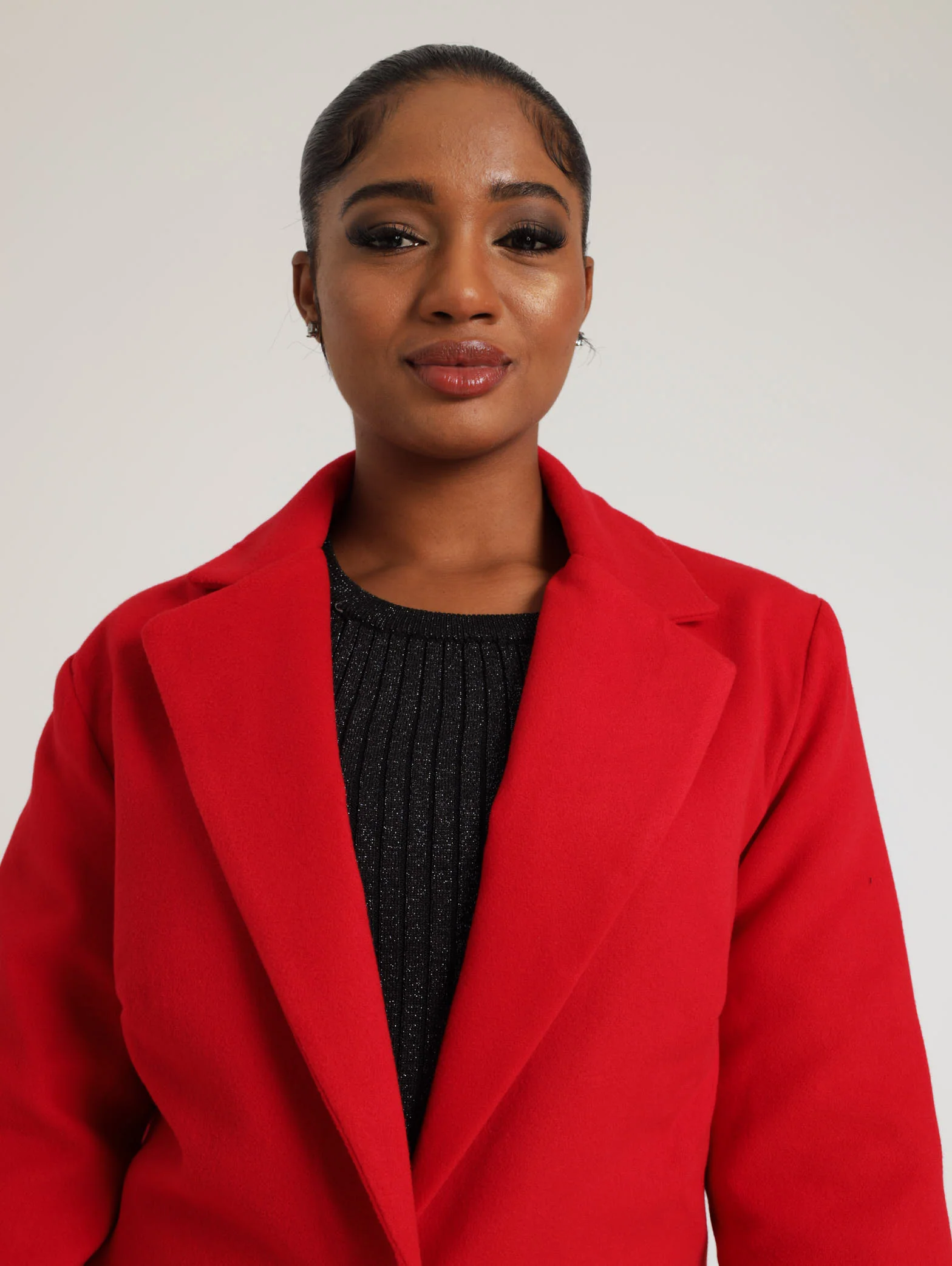 Fitted Melton Jacket With Fancy Button - Red - Image 6