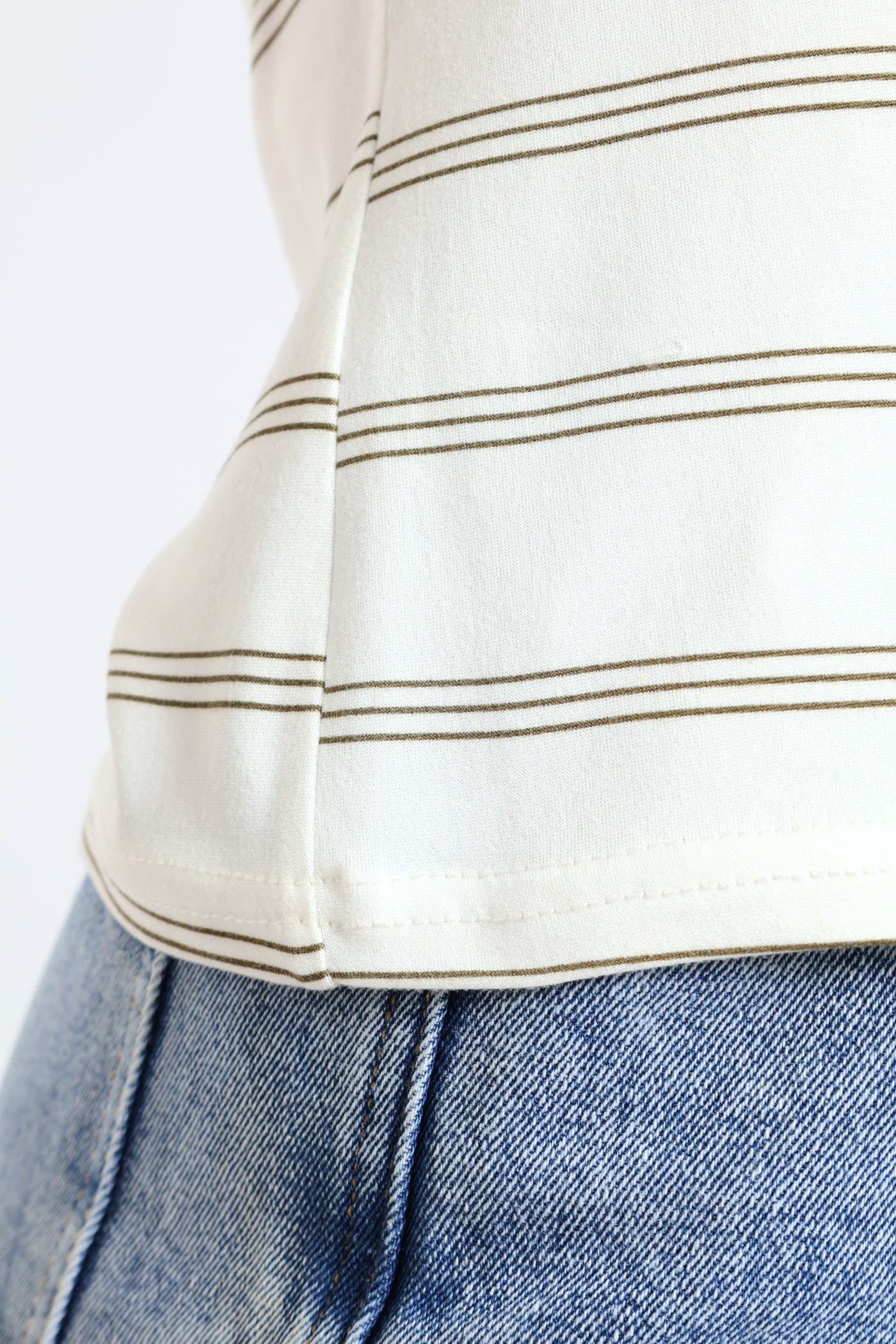 Fitted Stripe Tee - White/Green - Image 3