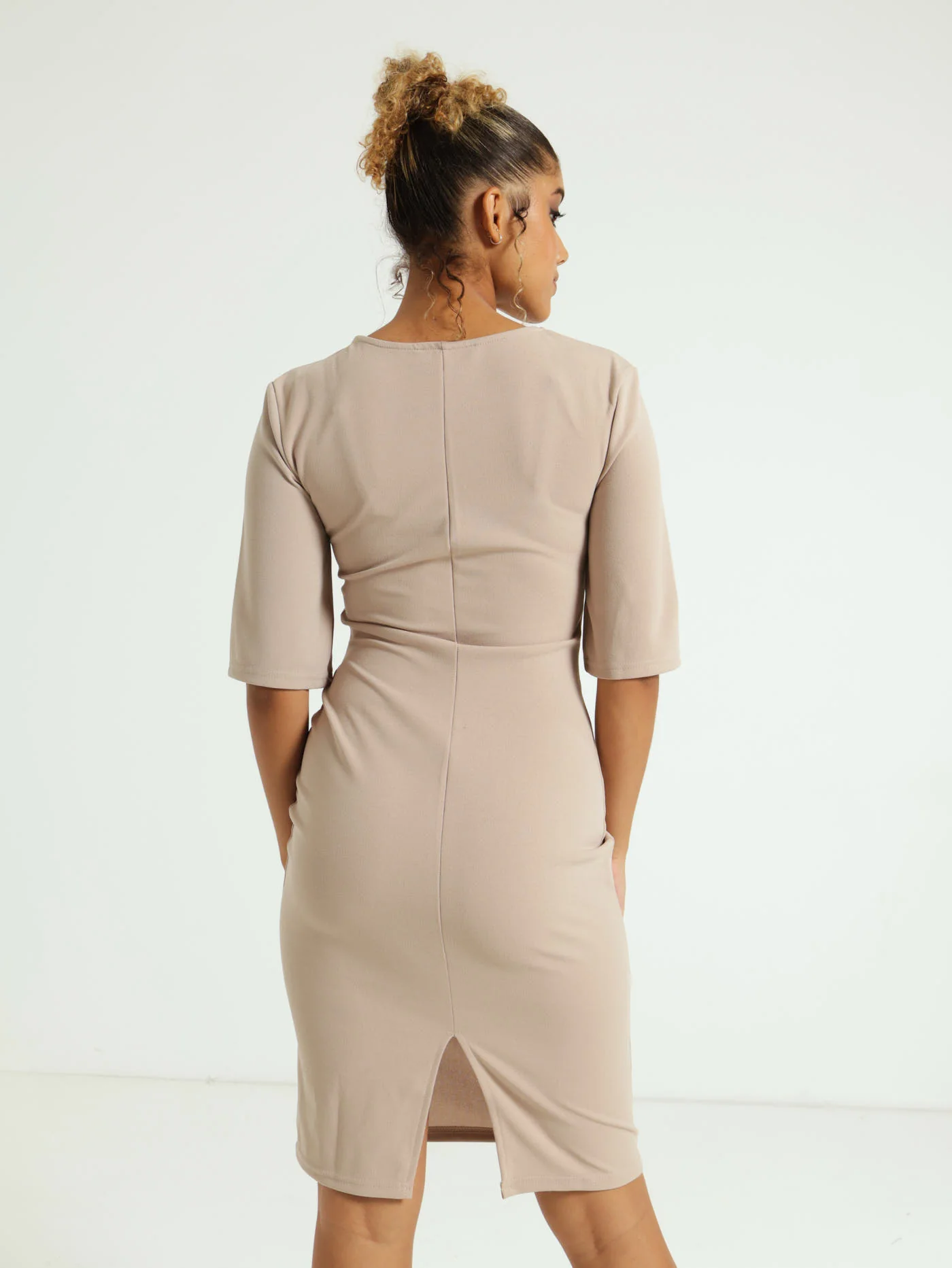 Flare Slit Sleeve Bodycon Dress - Image 3