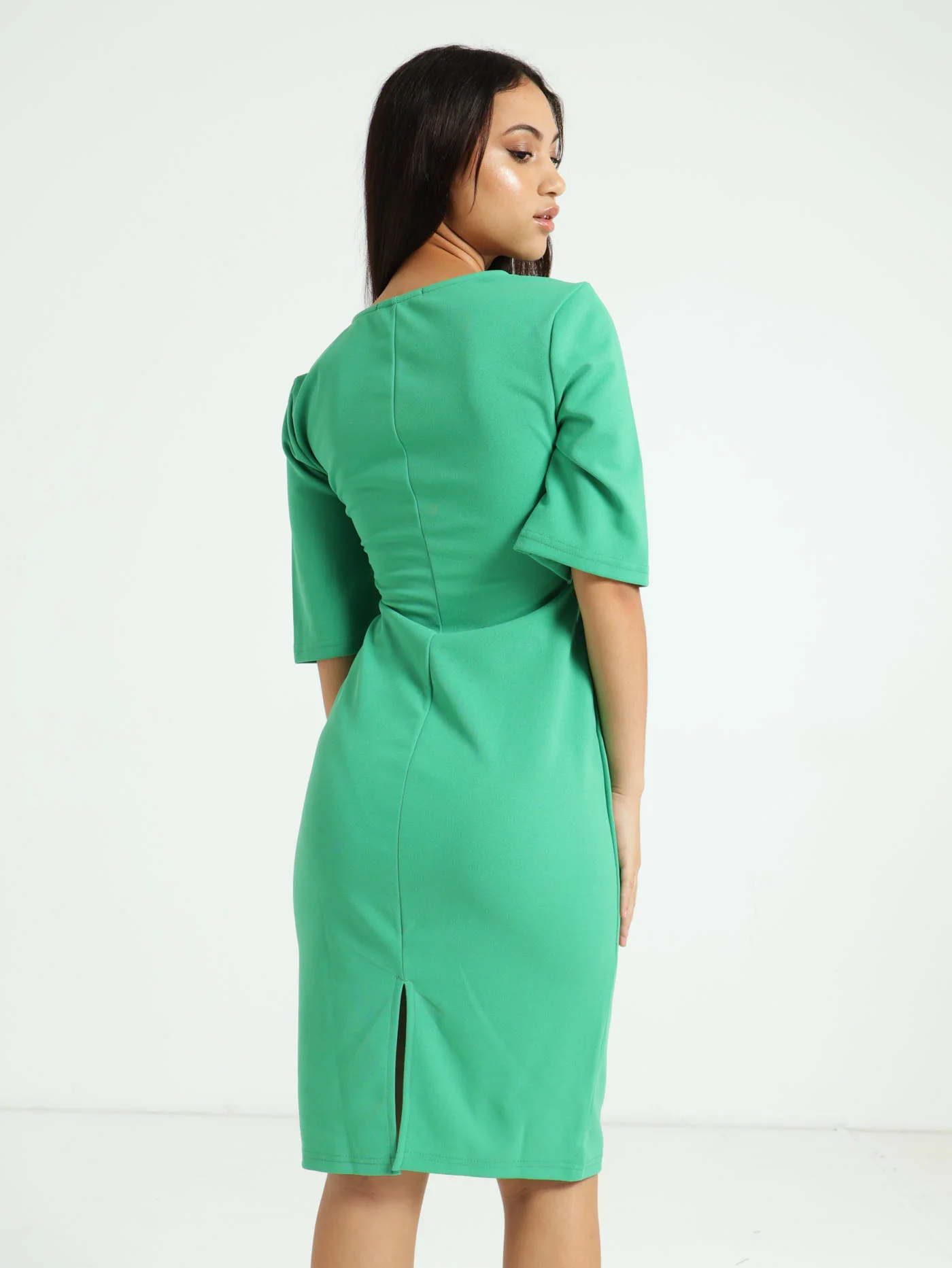 Flare Slit Sleeve Bodycon Dress - Image 3