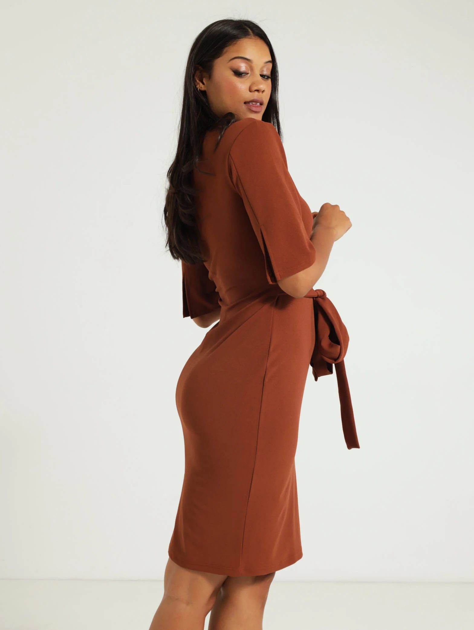 Flare Slit Sleeve Bodycon Dress - Image 2