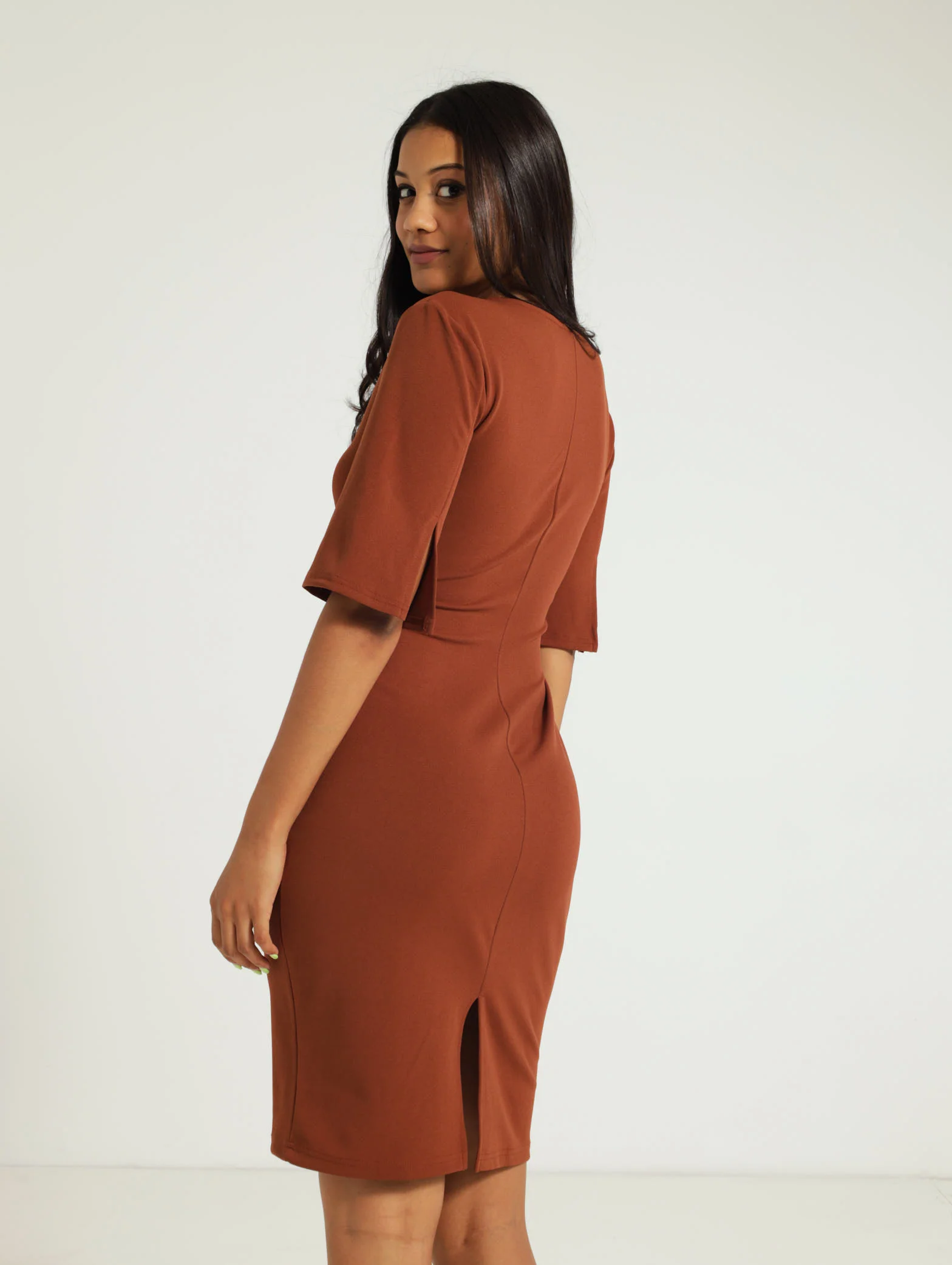 Flare Slit Sleeve Bodycon Dress - Image 3