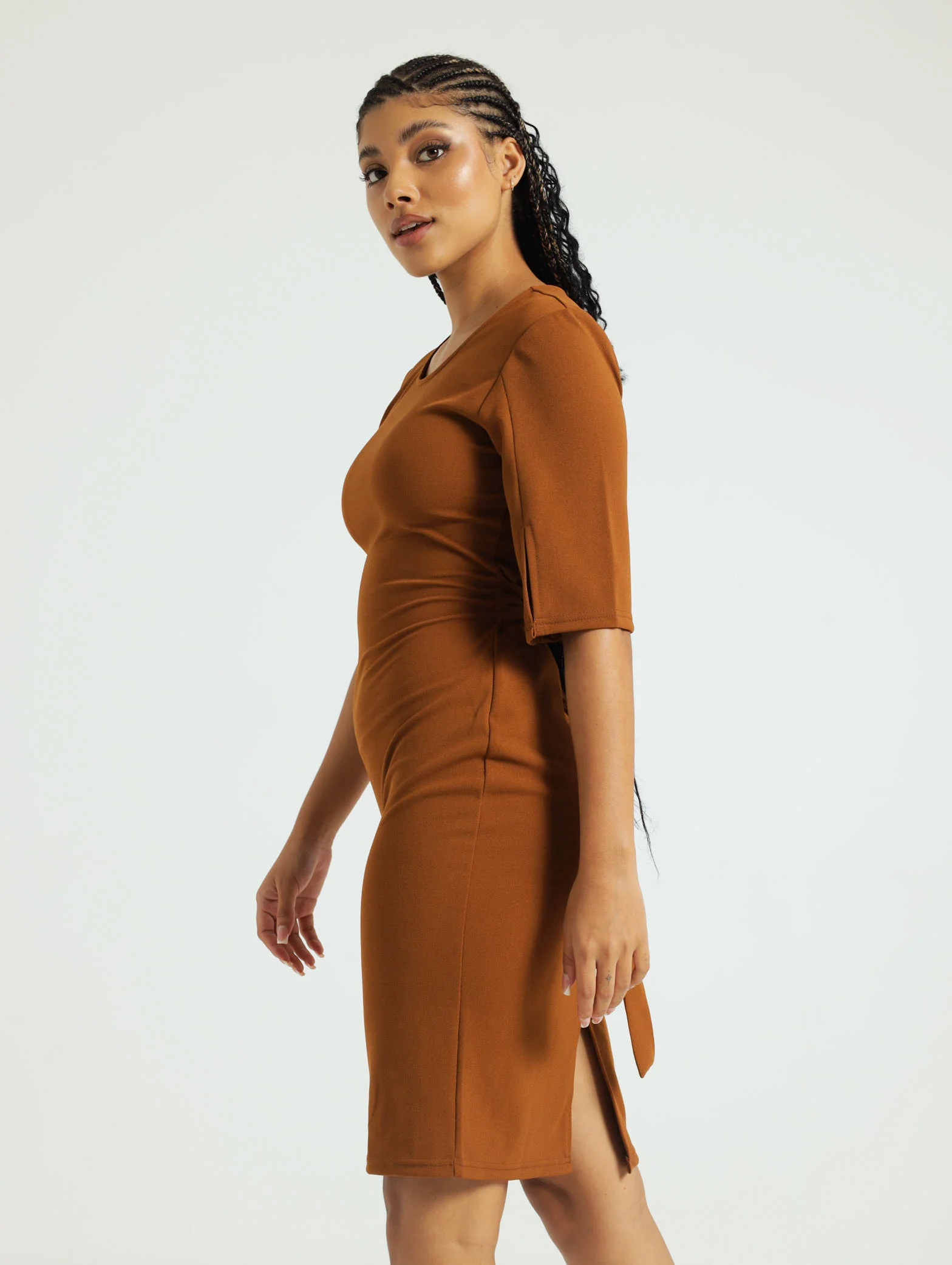 Flare Slit Sleeve Bodycon Dress - Image 2