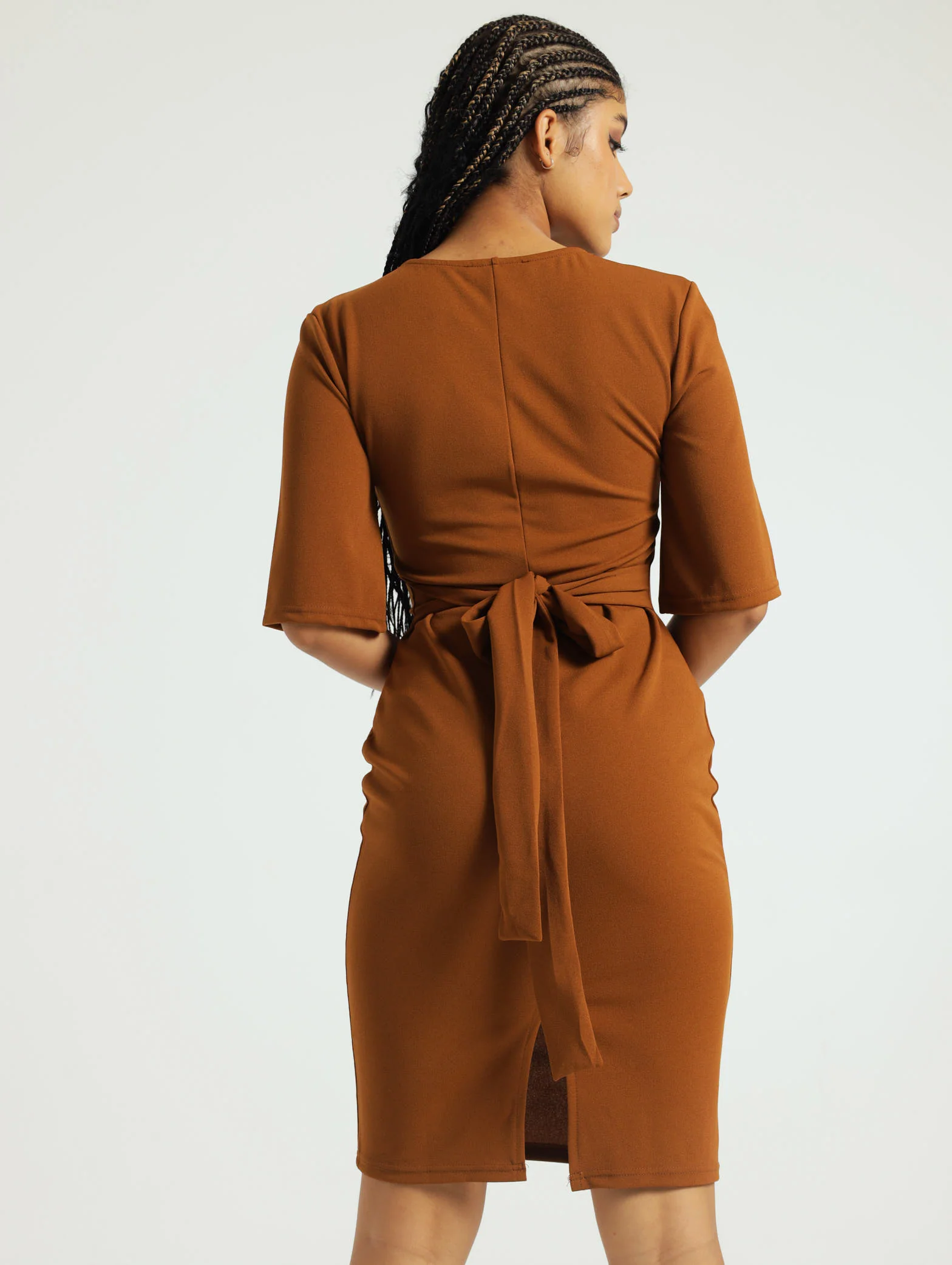 Flare Slit Sleeve Bodycon Dress - Image 4
