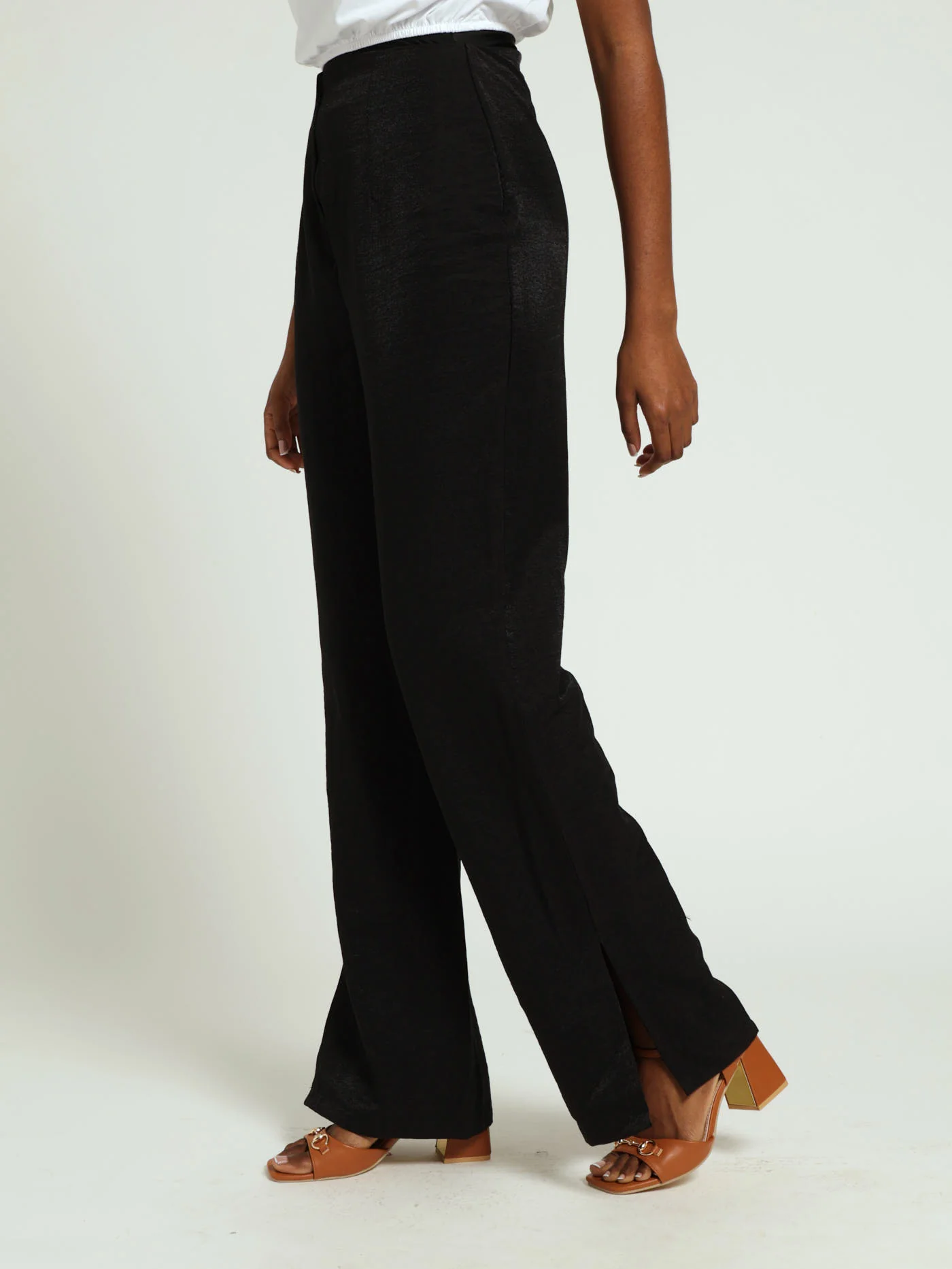 Flareleg Side Slit Pants - Black - Image 2