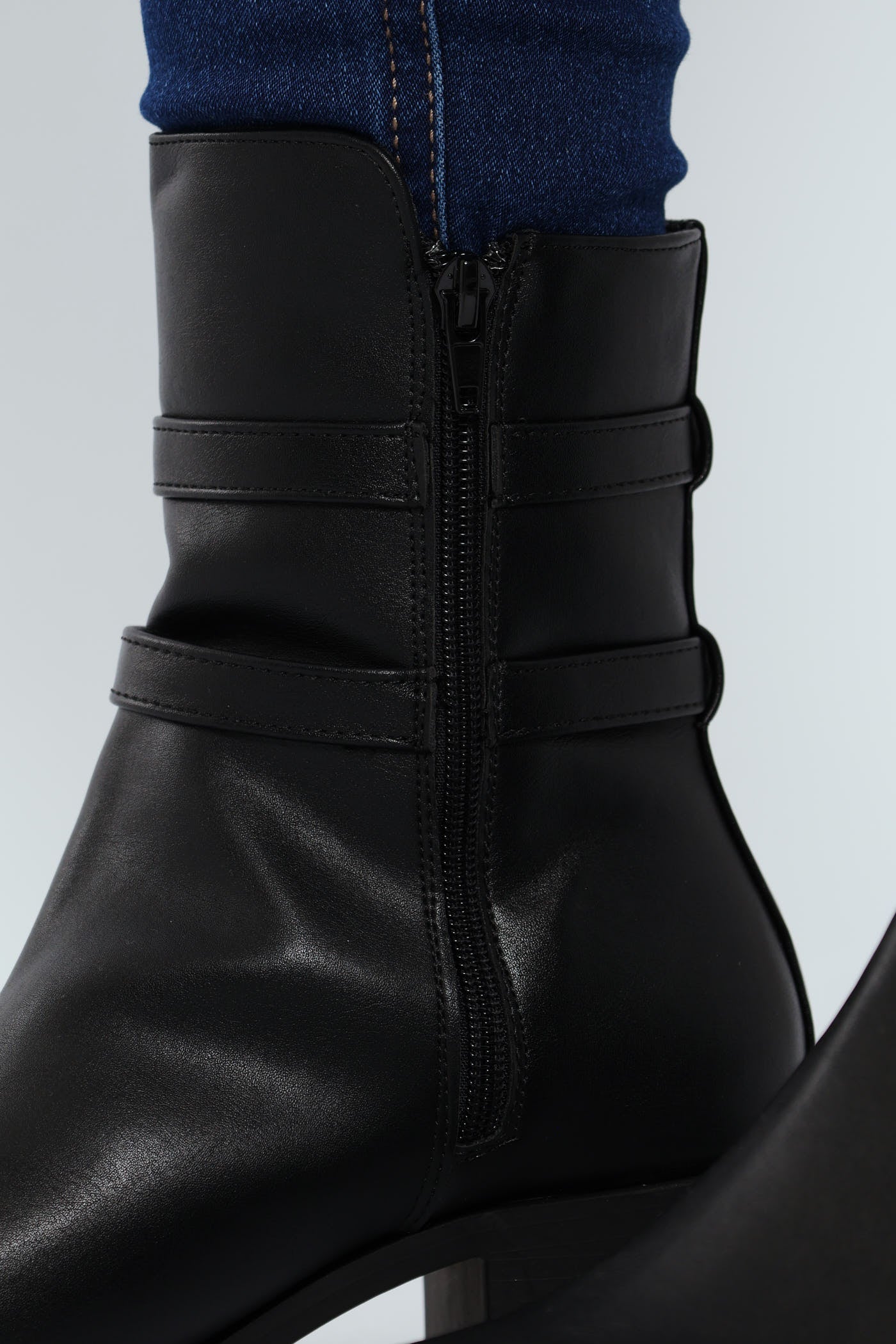 Flat Ankle Buckle Boot - Black - Image 4