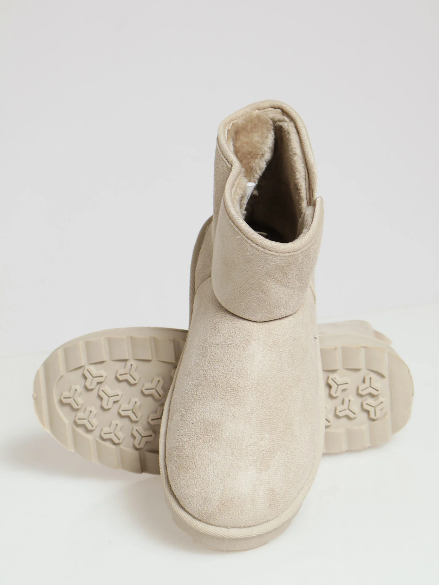 Flat Ankle Slipper Boots - Taupe - Image 3