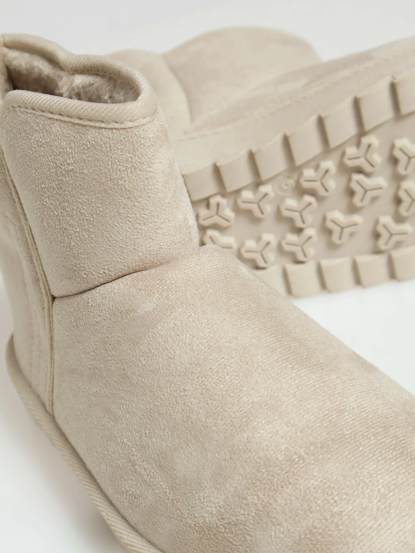 Flat Ankle Slipper Boots - Taupe - Image 4