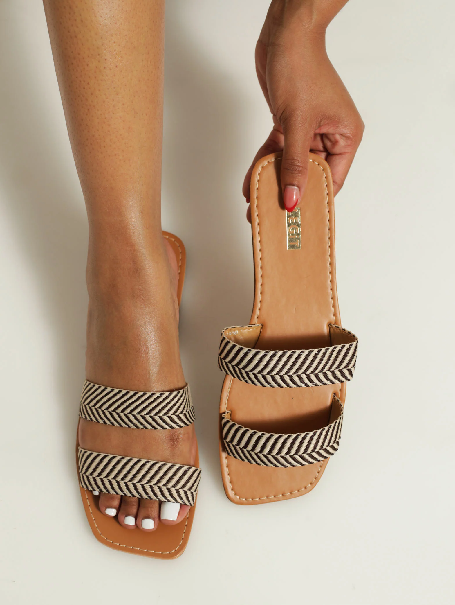 Flat Basic Double Strap Push In Mule Sandal