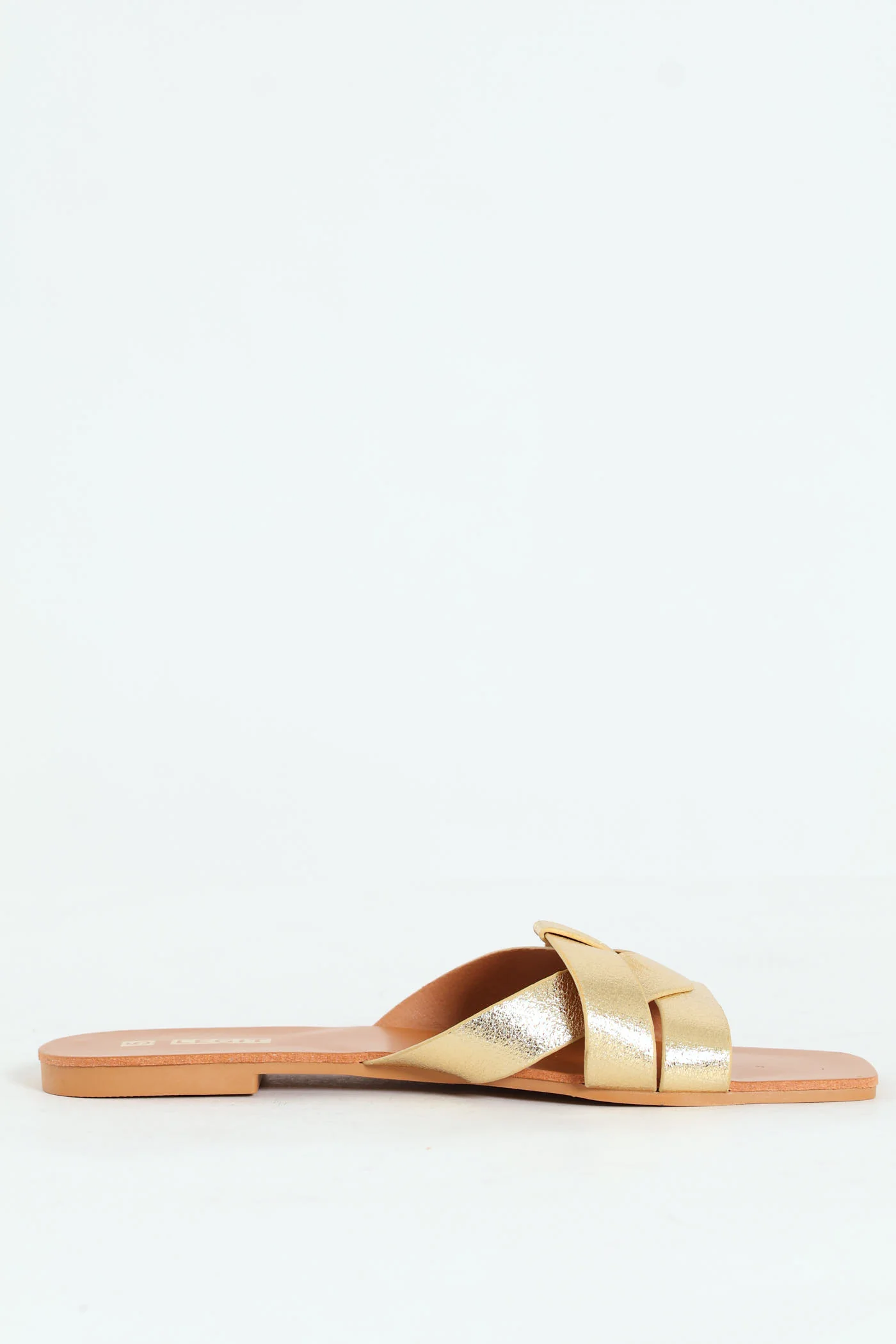 Flat Basic Metallic Entwinded Mule Sandal - Gold - Image 5