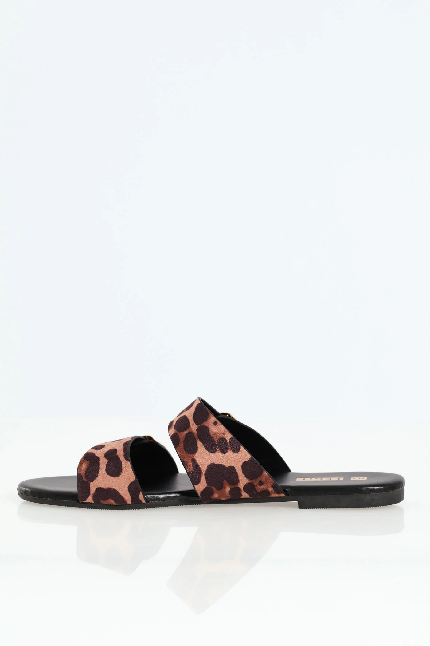 Flat Double Strap Leopard Print Buckle Mule - Animal - Image 4
