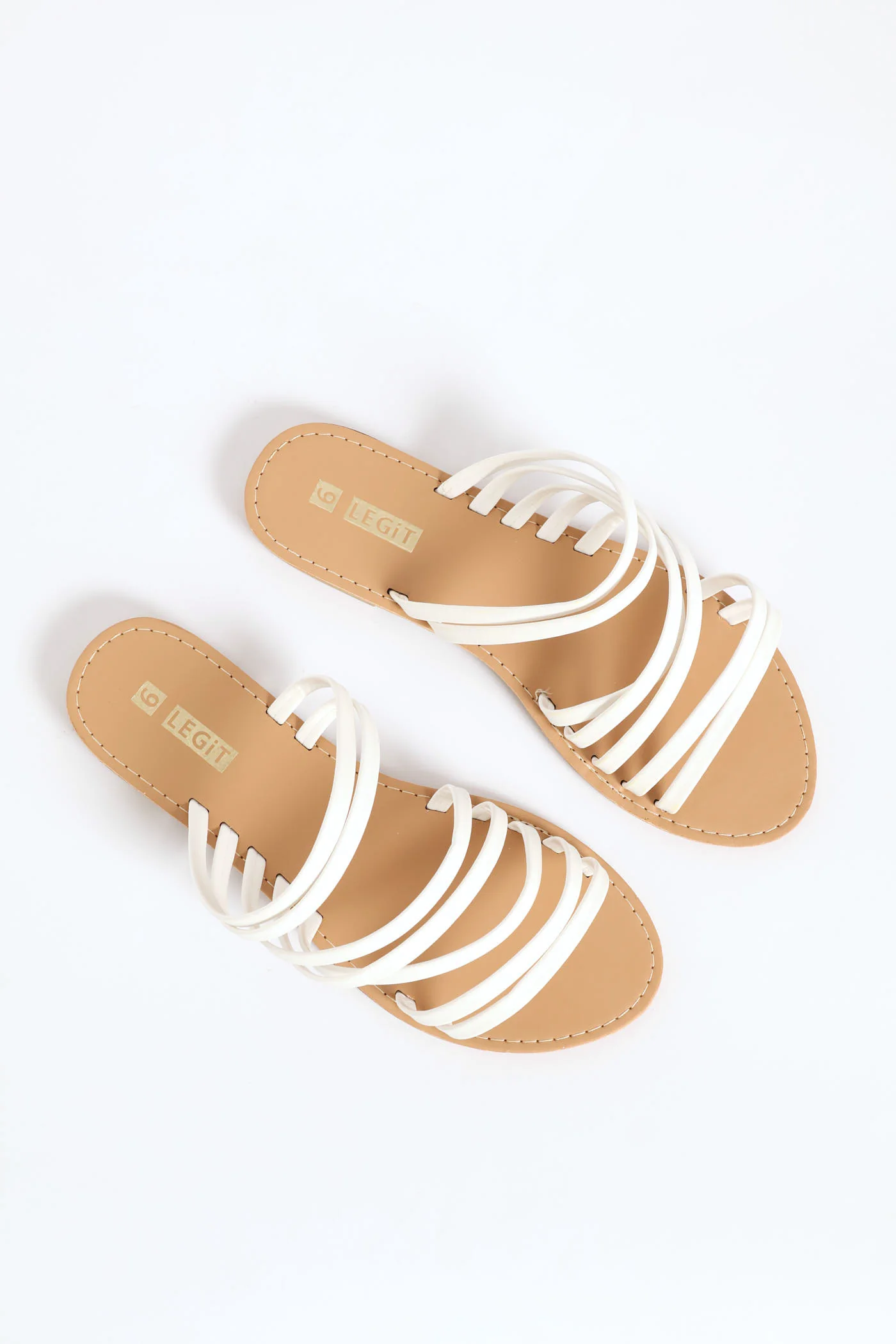 Flat Multi Strap Mule Sandal - White - Image 2