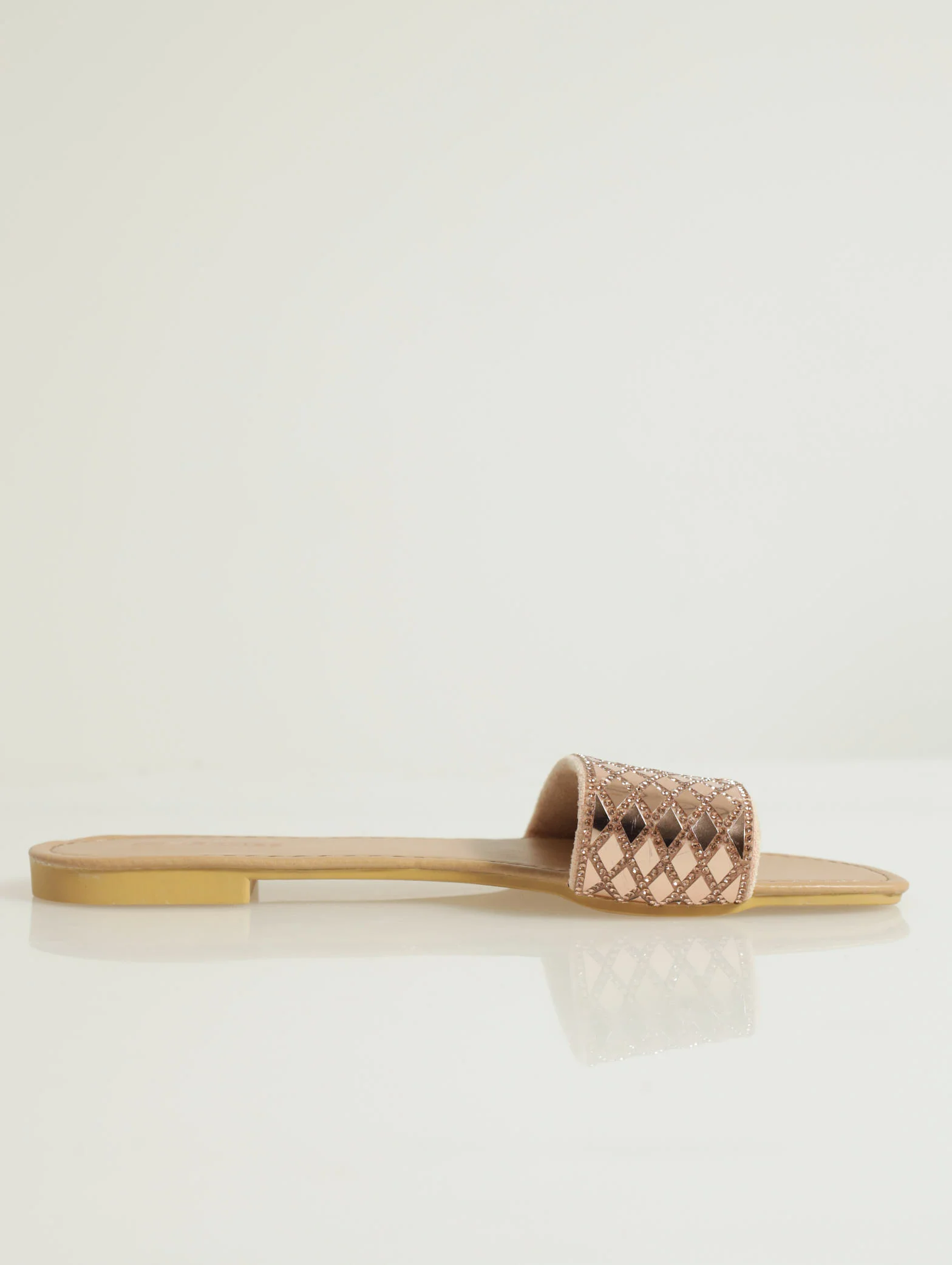 Flat One Strap Mirror Embellished Mule - Image 2