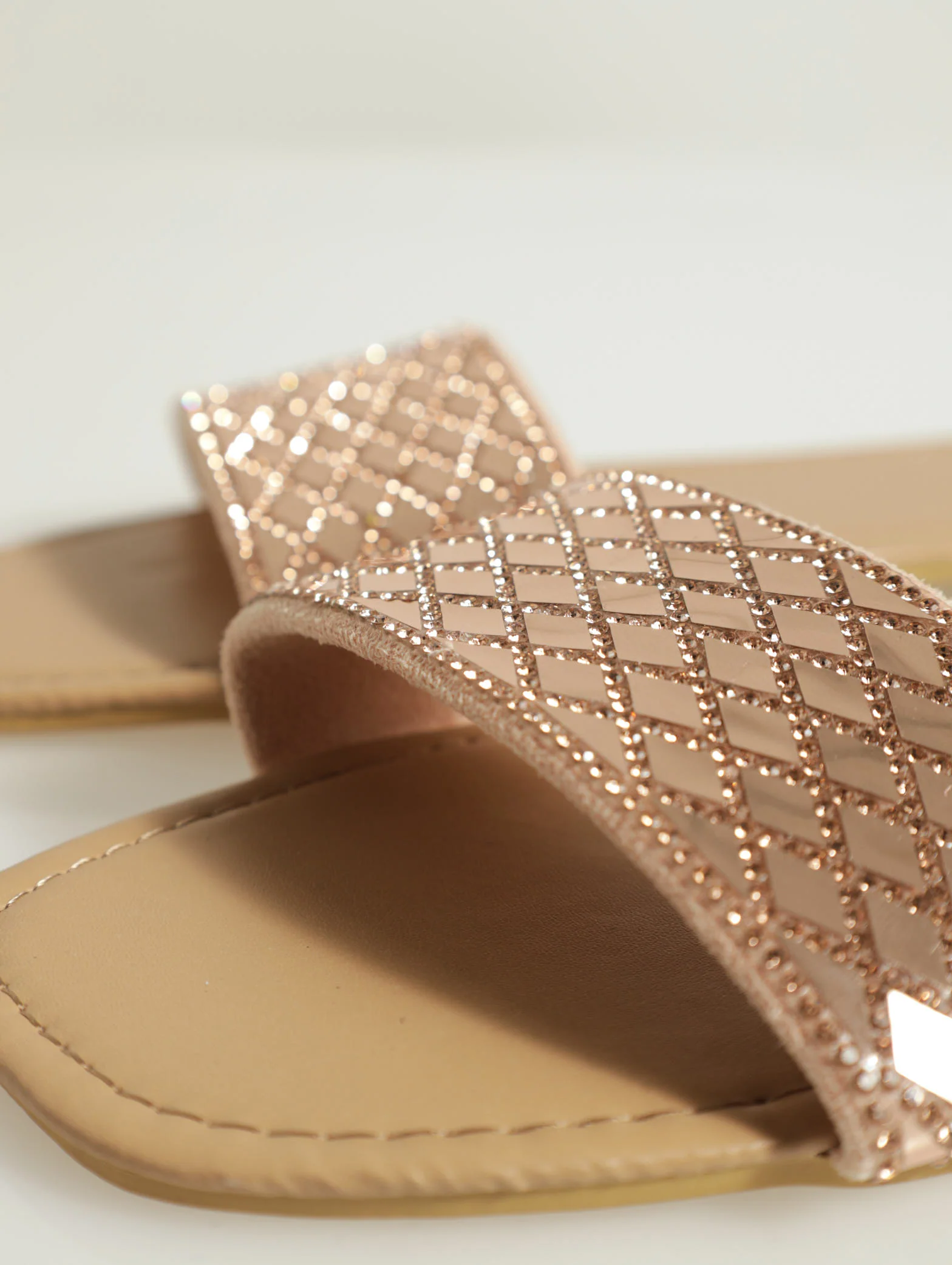 Flat One Strap Mirror Embellished Mule - Image 4