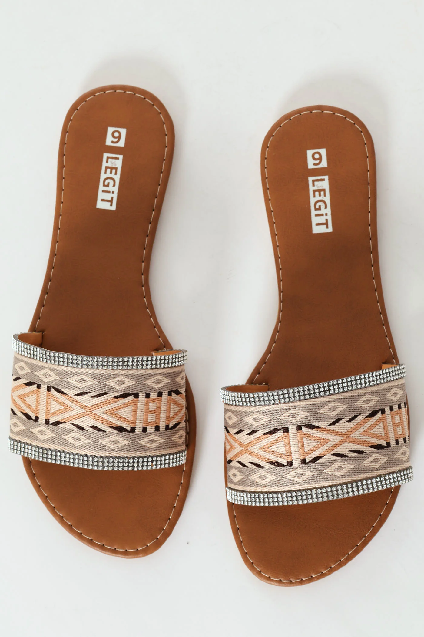 Flat One Strap Patterned Mule Sandal - Multi