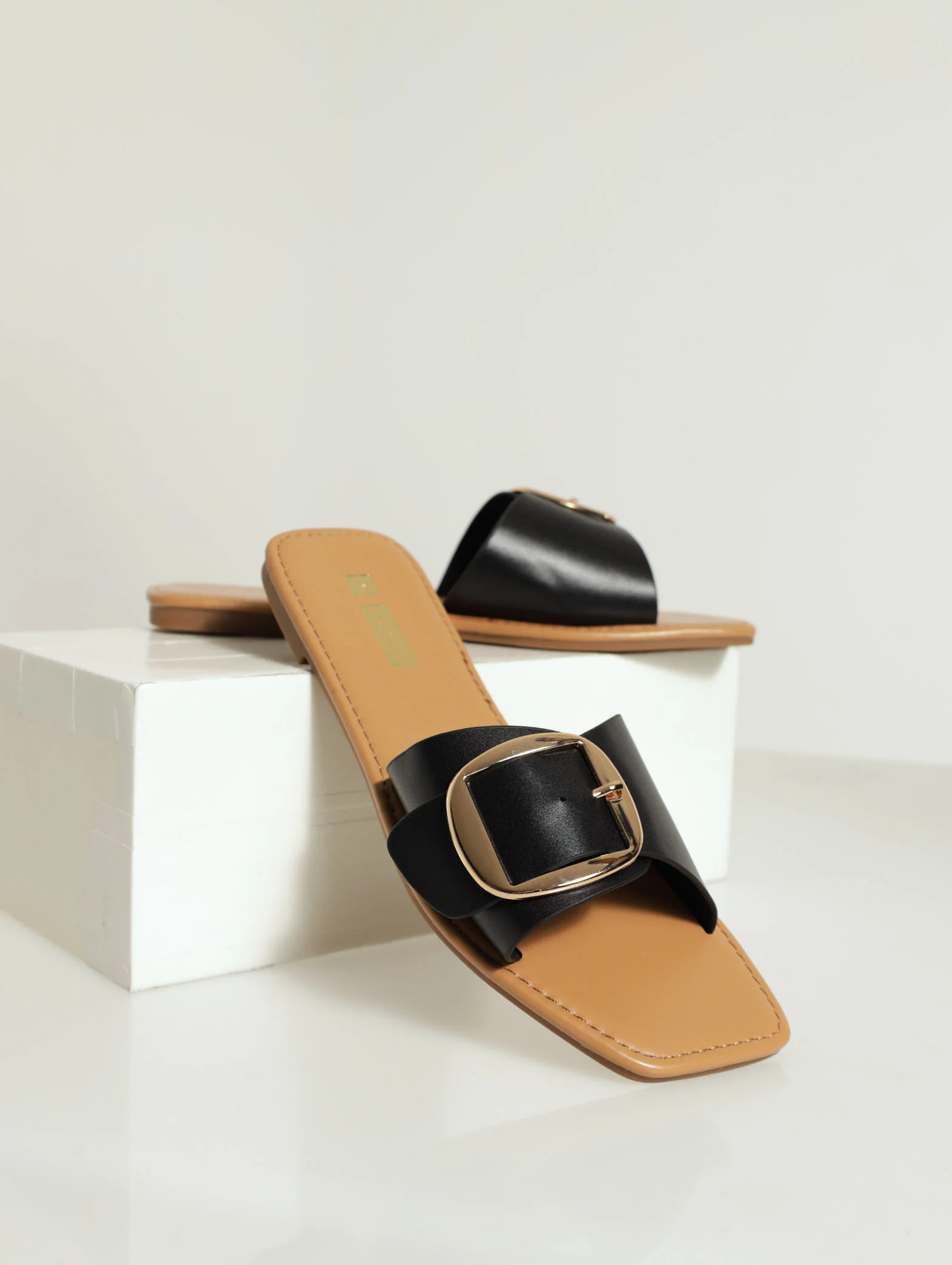 Flat One Strap Push In Mule Sandal