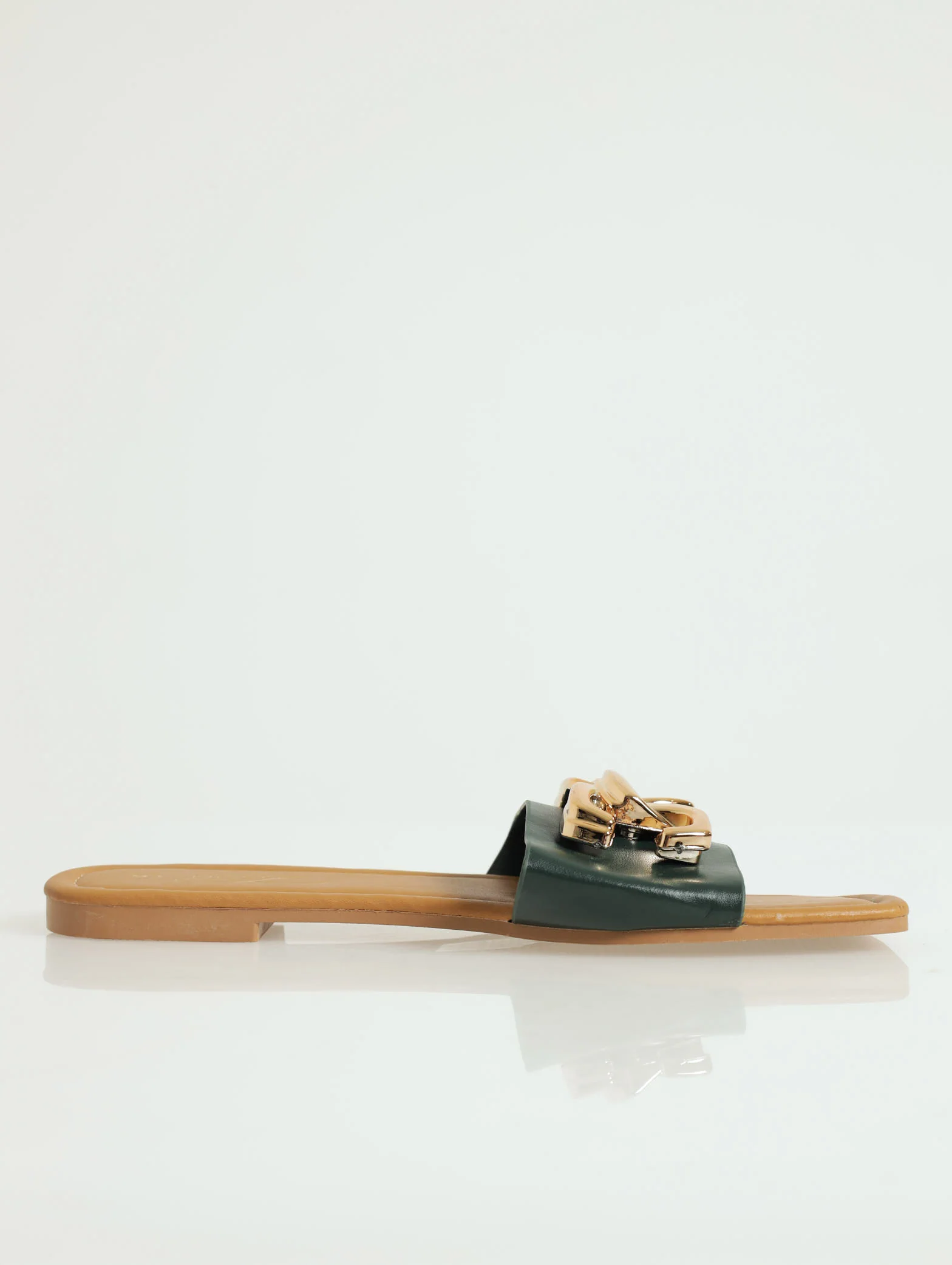 Flat One Strap Push In Mule With Chunky Trim - Image 2