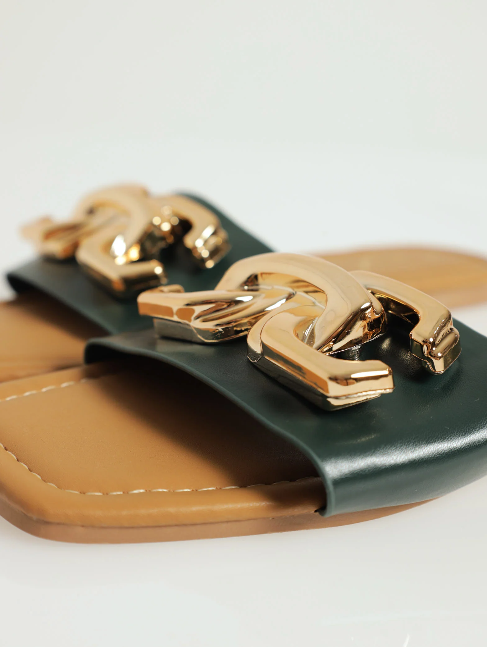 Flat One Strap Push In Mule With Chunky Trim - Image 5