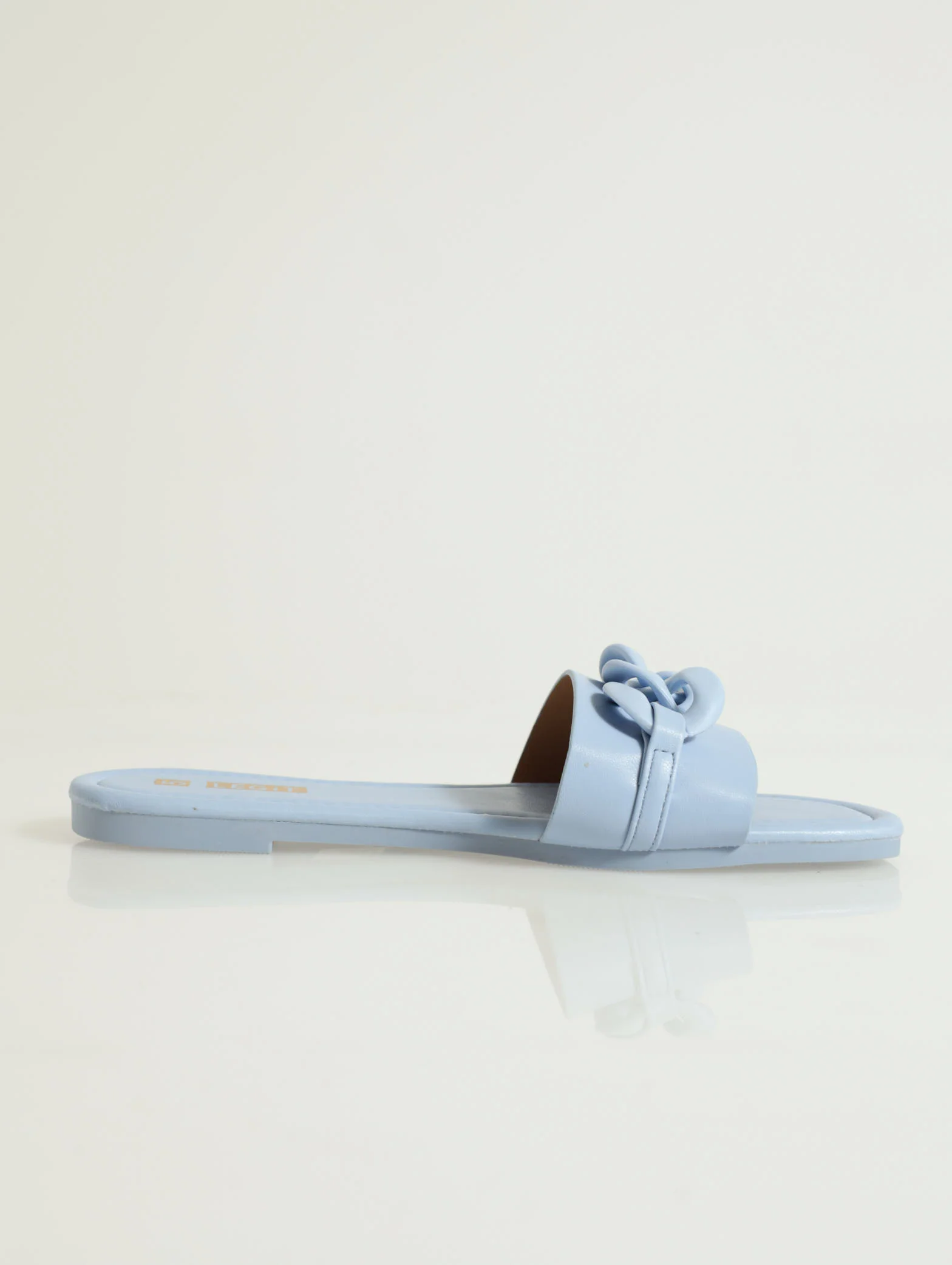 Flat One Strap Push In Mule With Matte Chain - Image 2