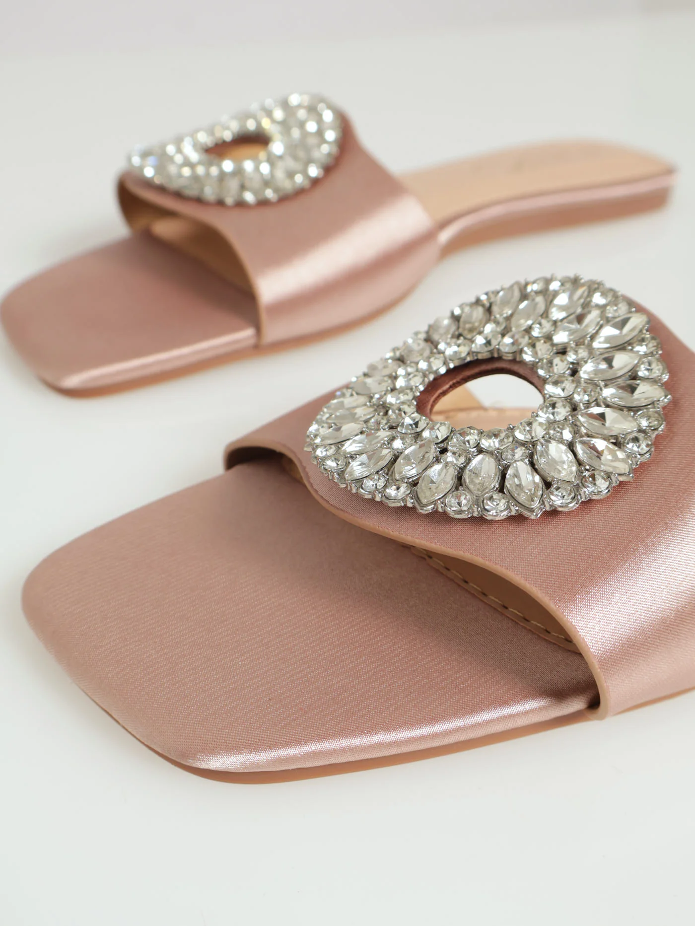 Flat One Strap Push In Sandal With Key Hole - Champagne - Image 3