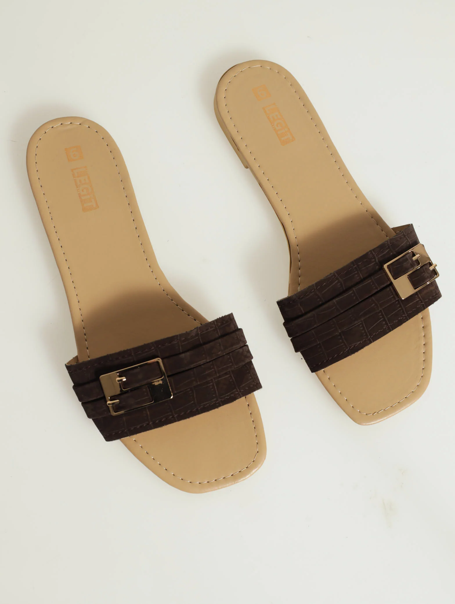 Flat One Strap Snake Mule With Double Buckle