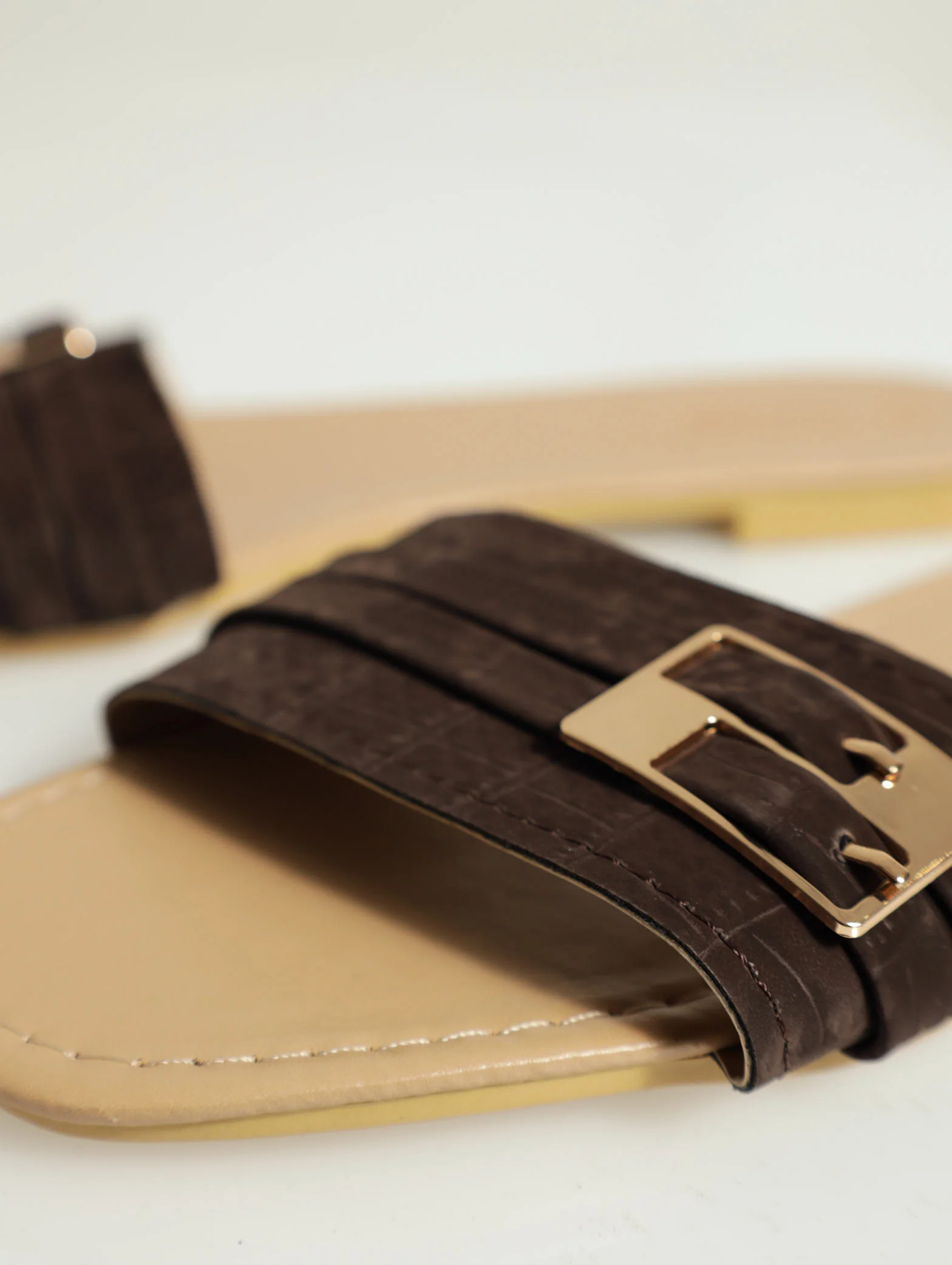 Flat One Strap Snake Mule With Double Buckle - Image 3