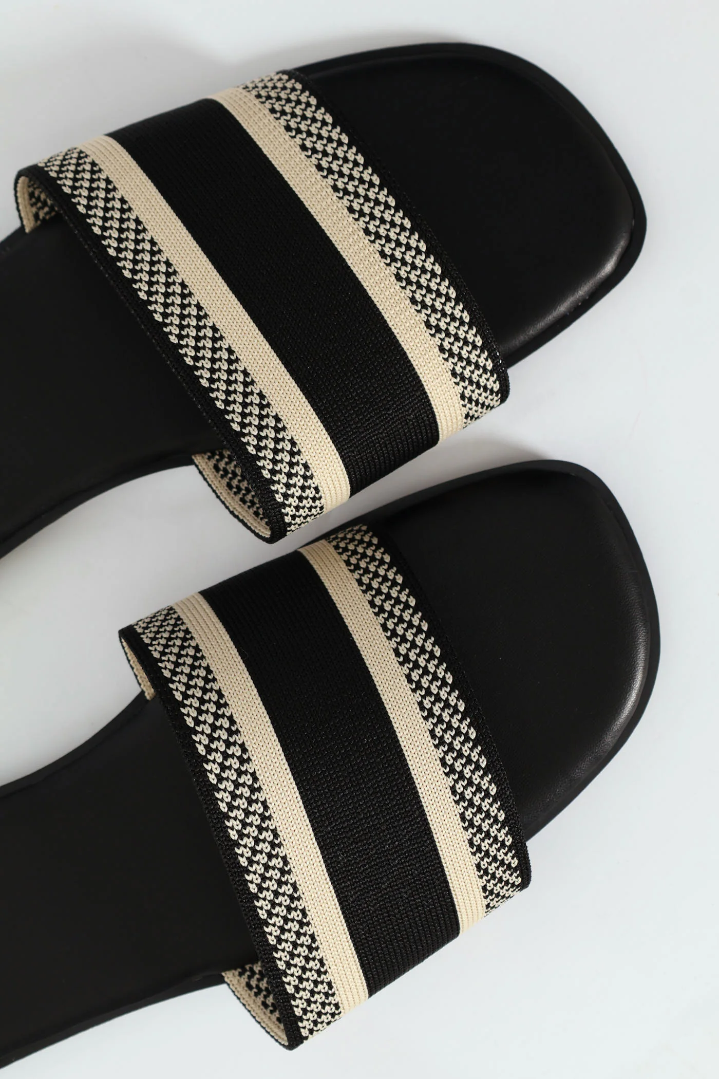 Flat One Strap Striped Knit Mule Sandal - Multi - Image 4