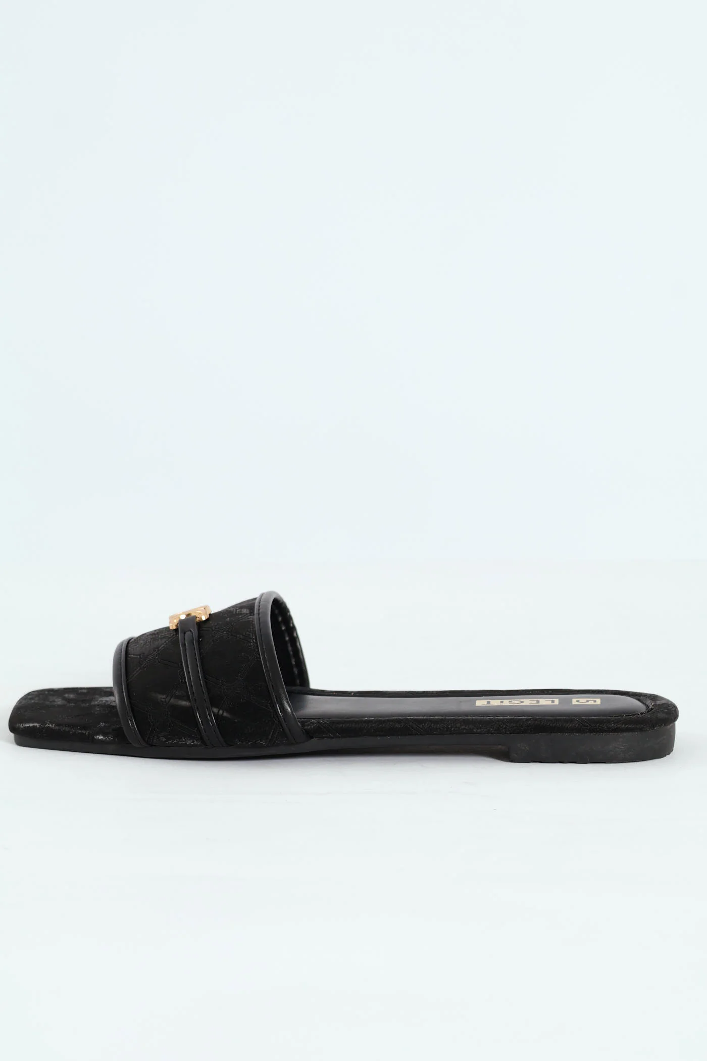 Flat One Trim Strap Mule Sandal - Black