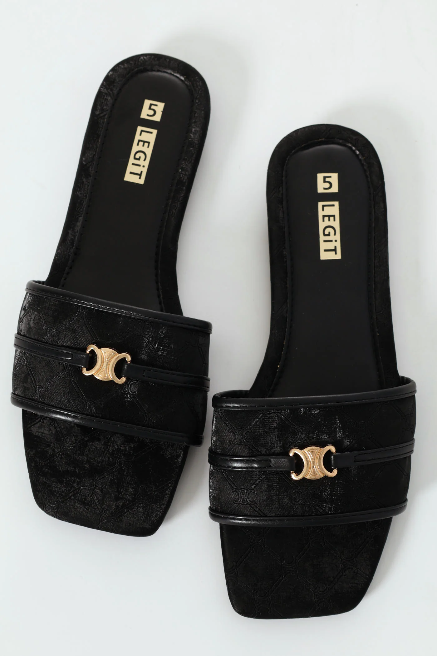 Flat One Trim Strap Mule Sandal - Black - Image 2