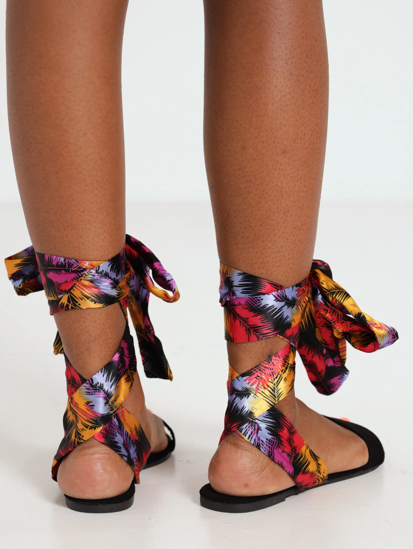 Flat Printed Ankle Tie Mule - Image 2
