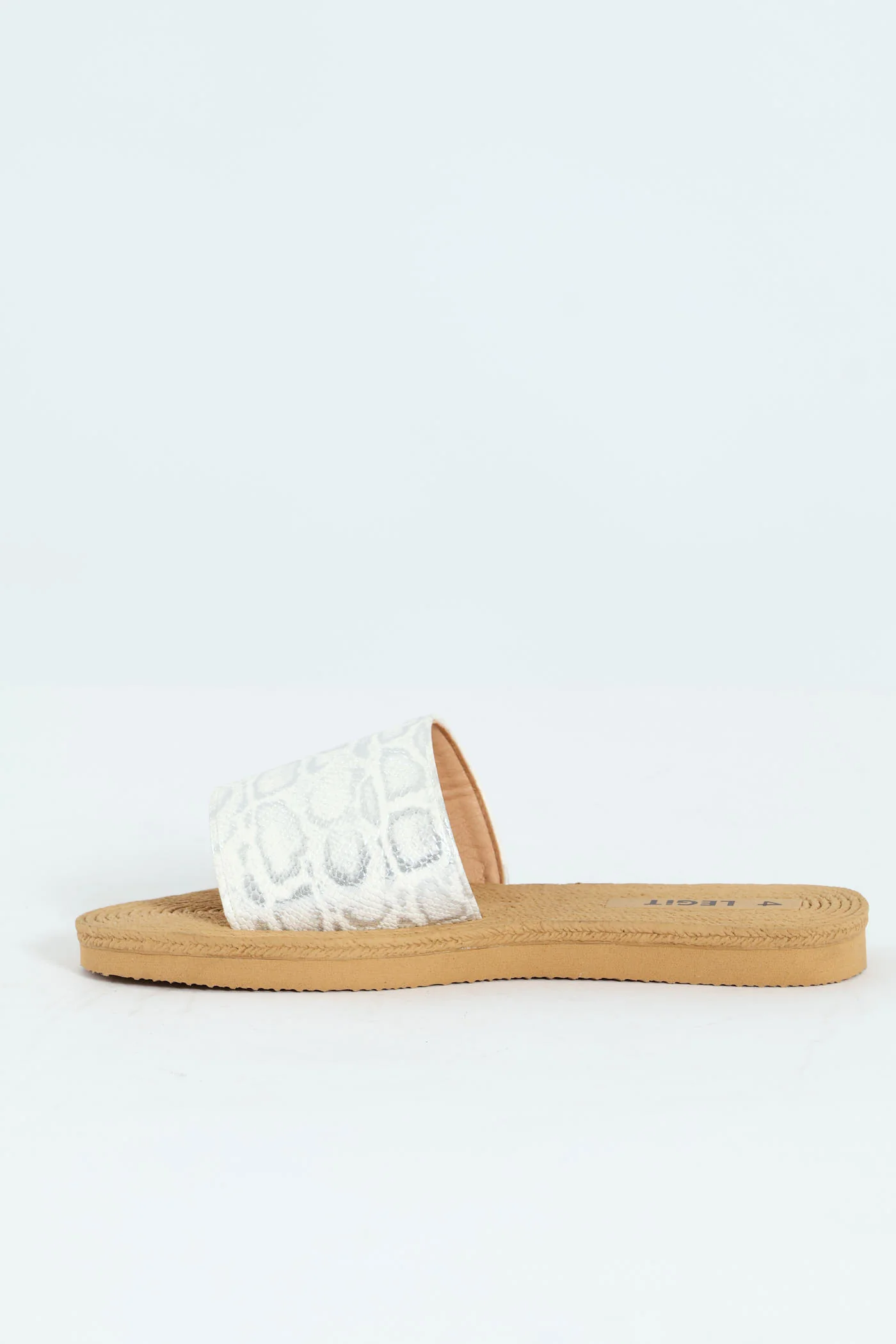 Flat Rope Eva Mono Snake One Strap Mule Sandal - White - Image 3