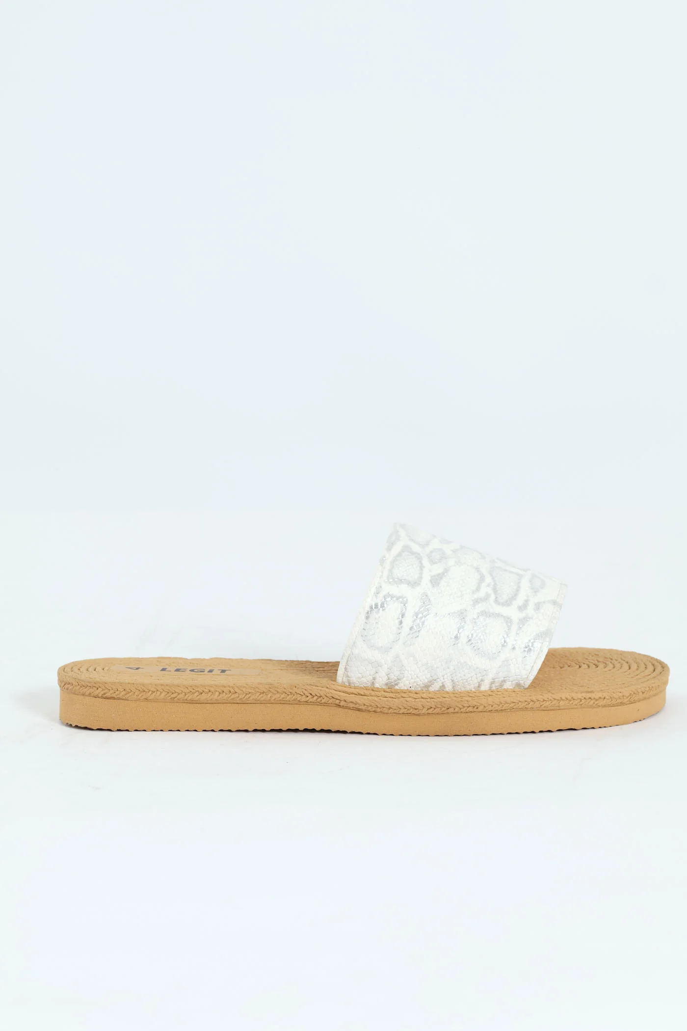 Flat Rope Eva Mono Snake One Strap Mule Sandal - White - Image 4