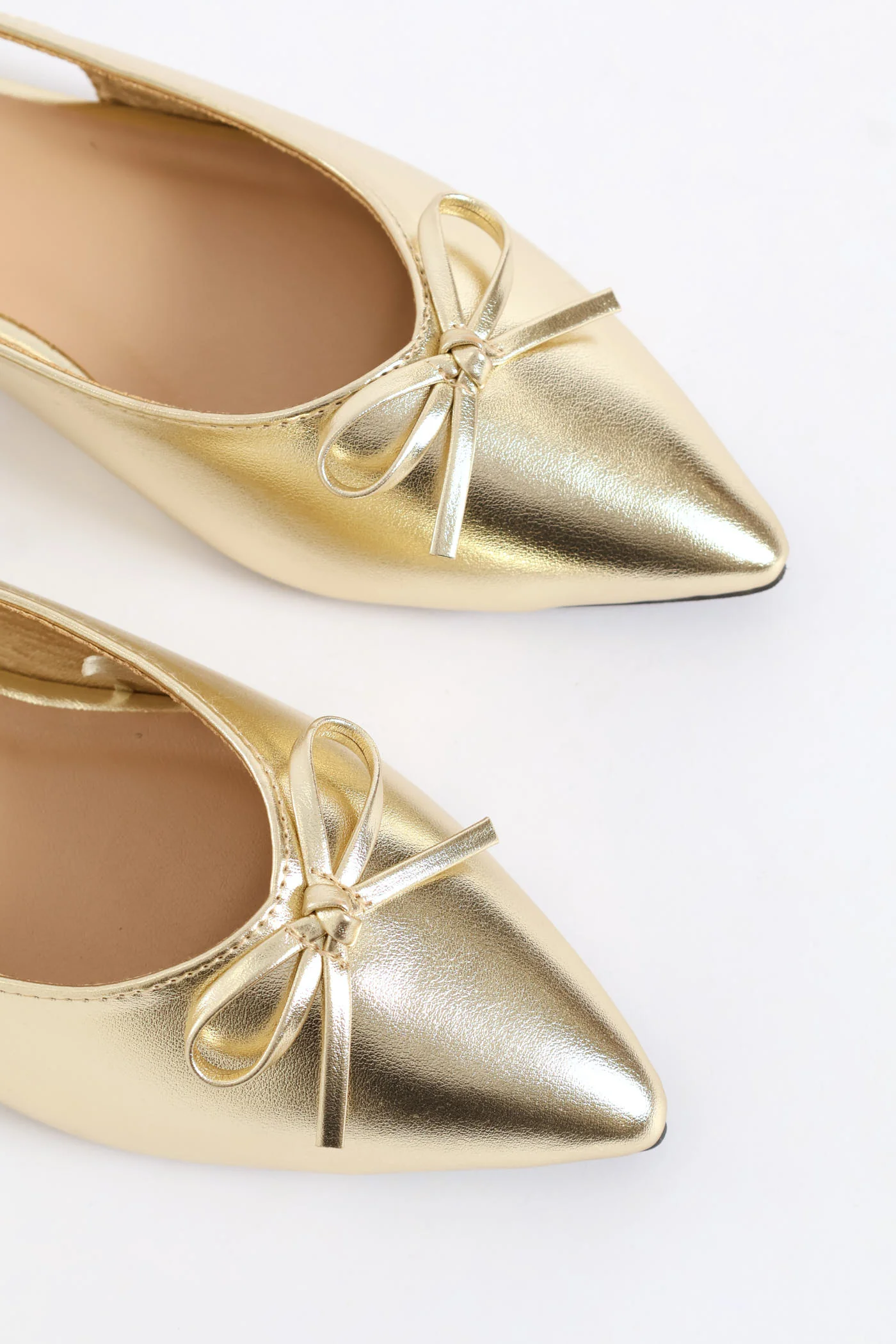 Flat Slingback Metallic Pointed Pump - Gold - Image 2