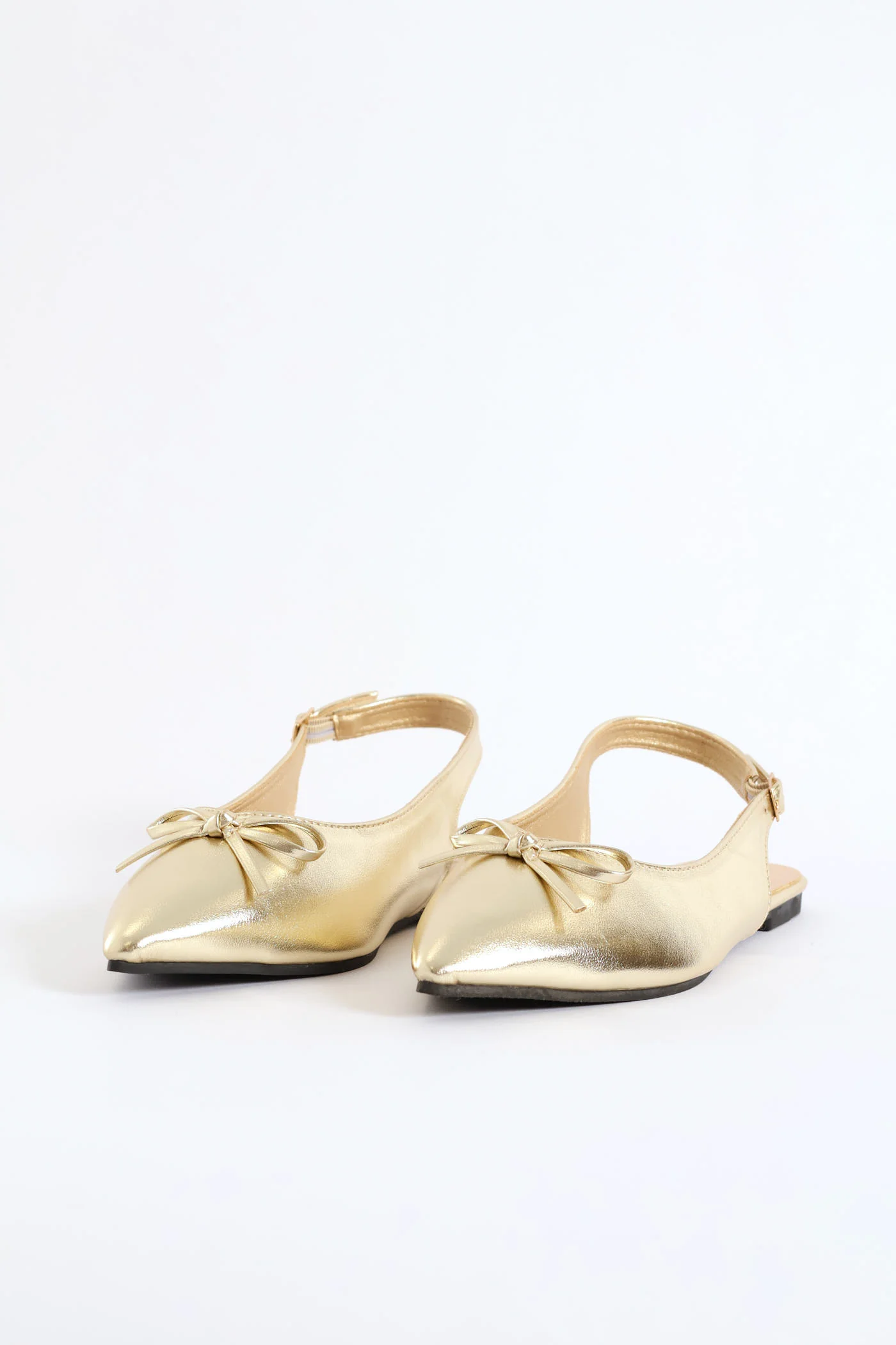 Flat Slingback Metallic Pointed Pump - Gold - Image 3
