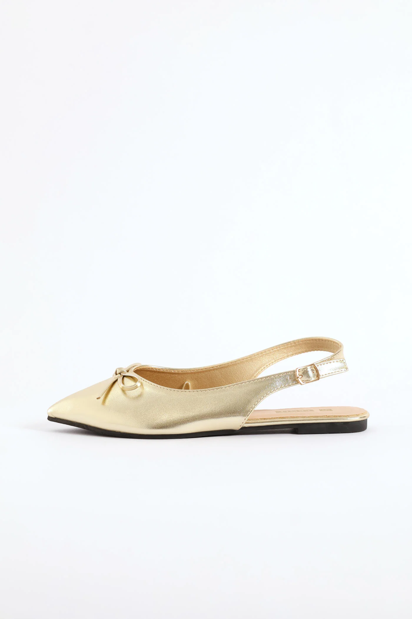 Flat Slingback Metallic Pointed Pump - Gold - Image 5