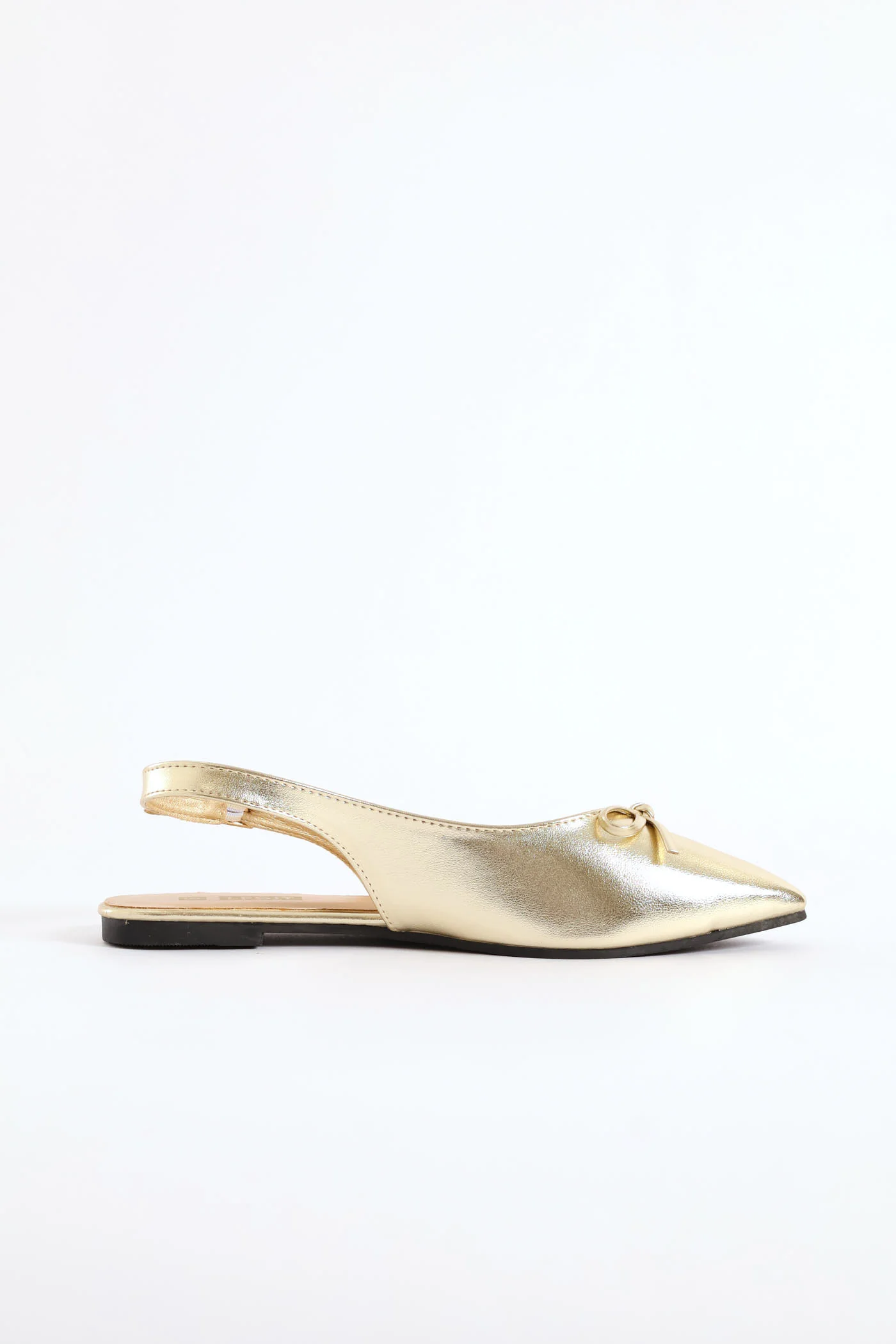 Flat Slingback Metallic Pointed Pump - Gold - Image 6