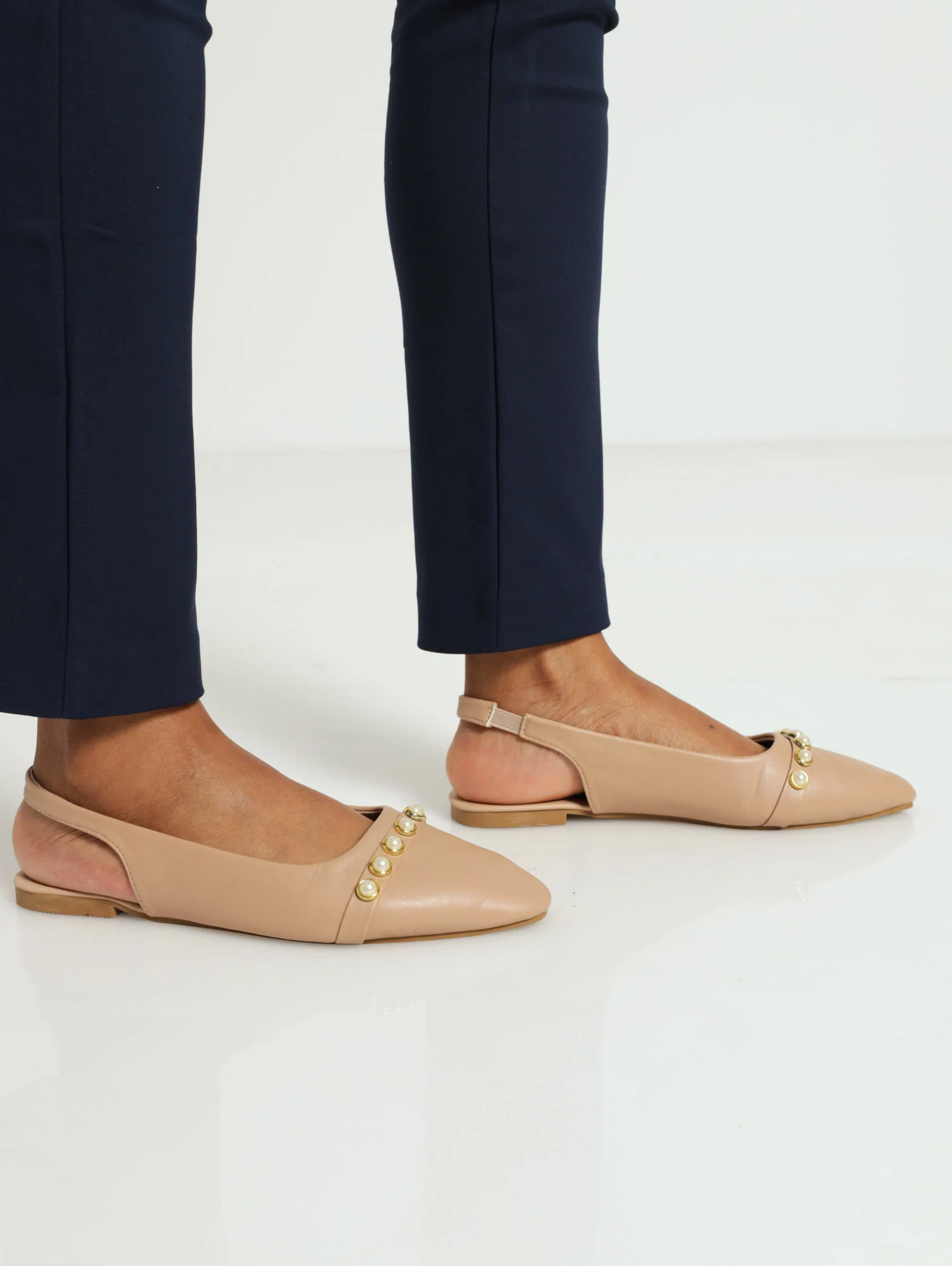 Flat Slingback Pump With Pearl Trim - Image 2