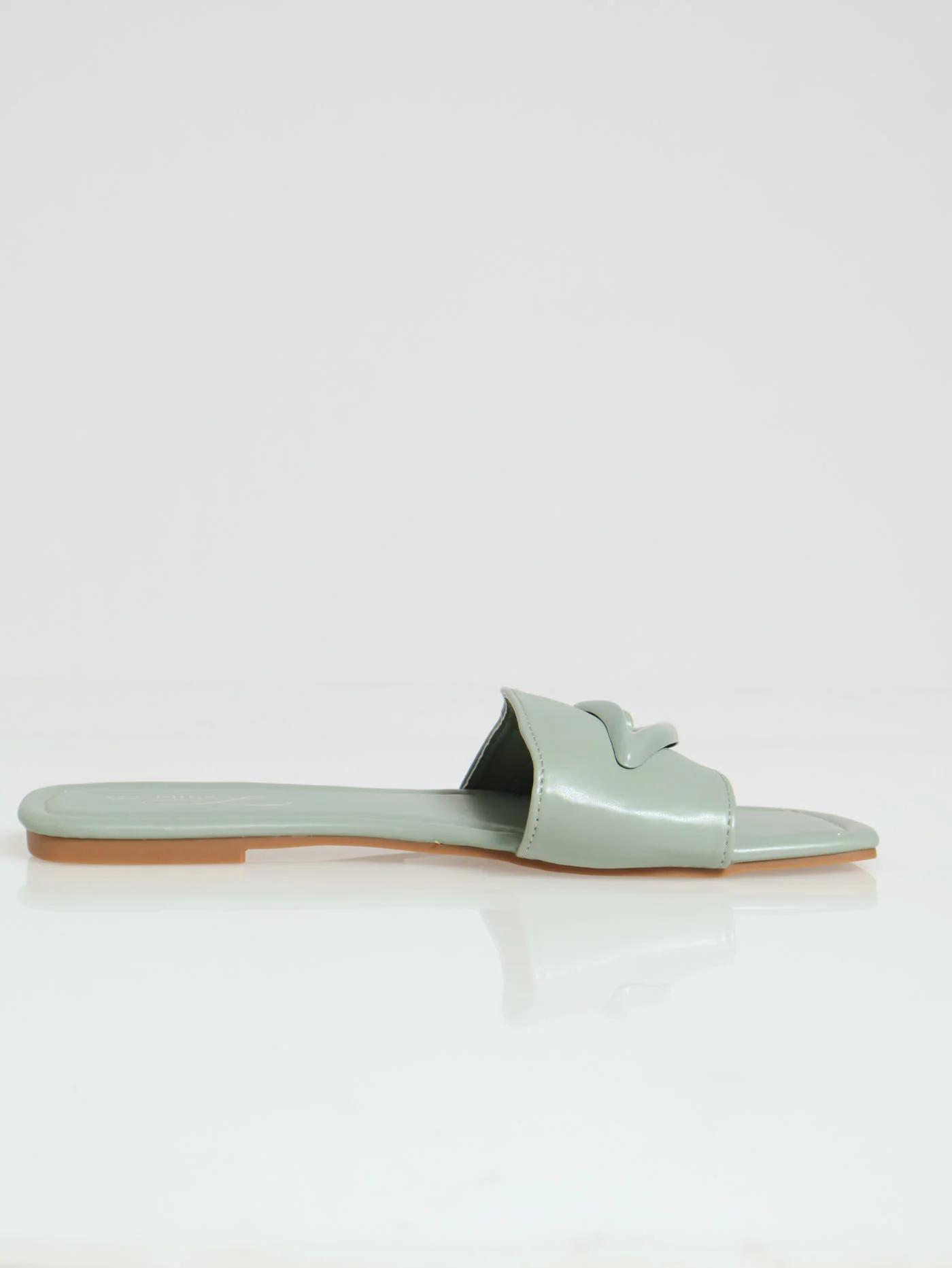 Flat Teardrop Trim One Strap Push In Mule Sandal - Sage - Image 2