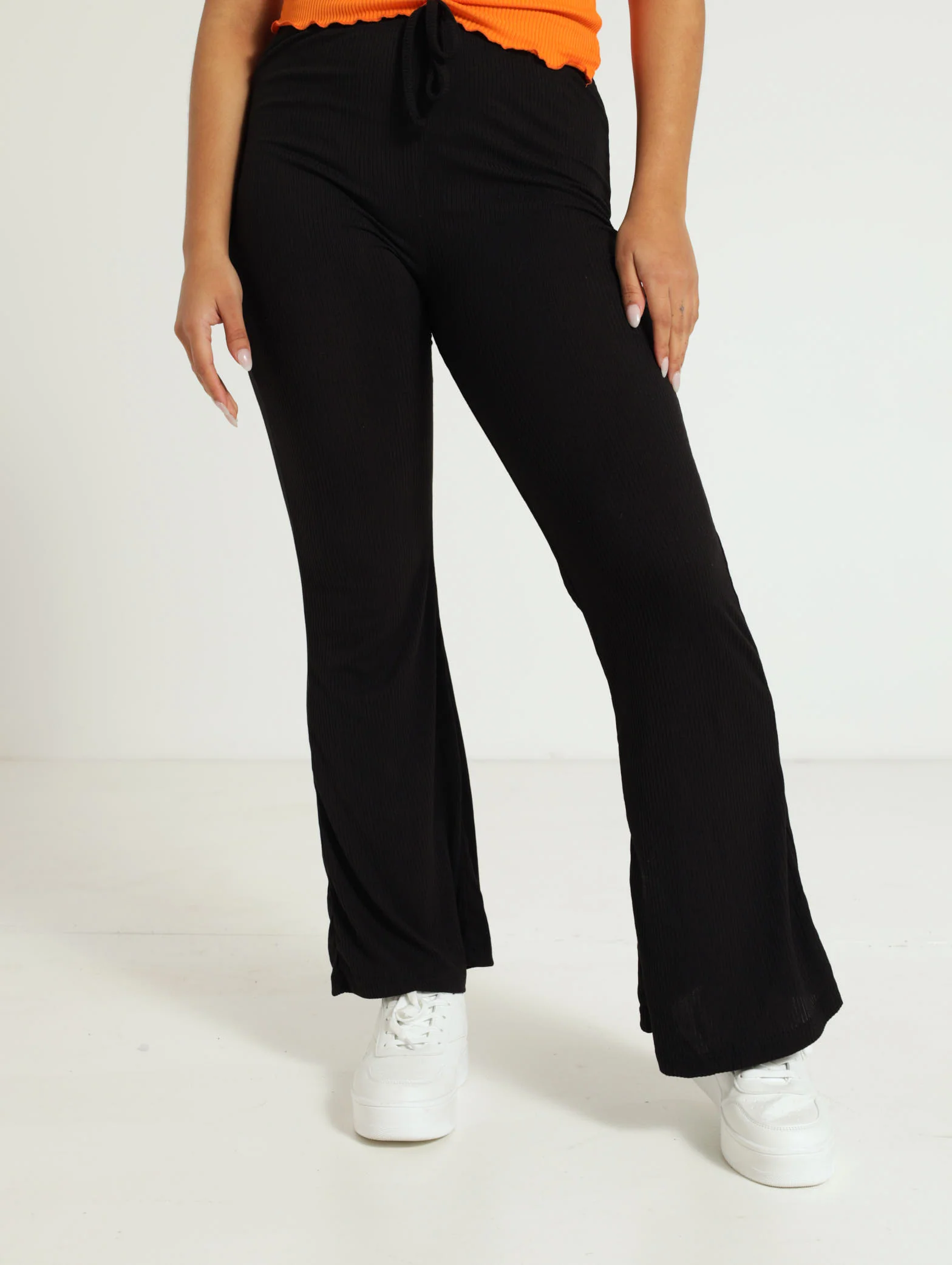 Flat Waist Rib Pants
