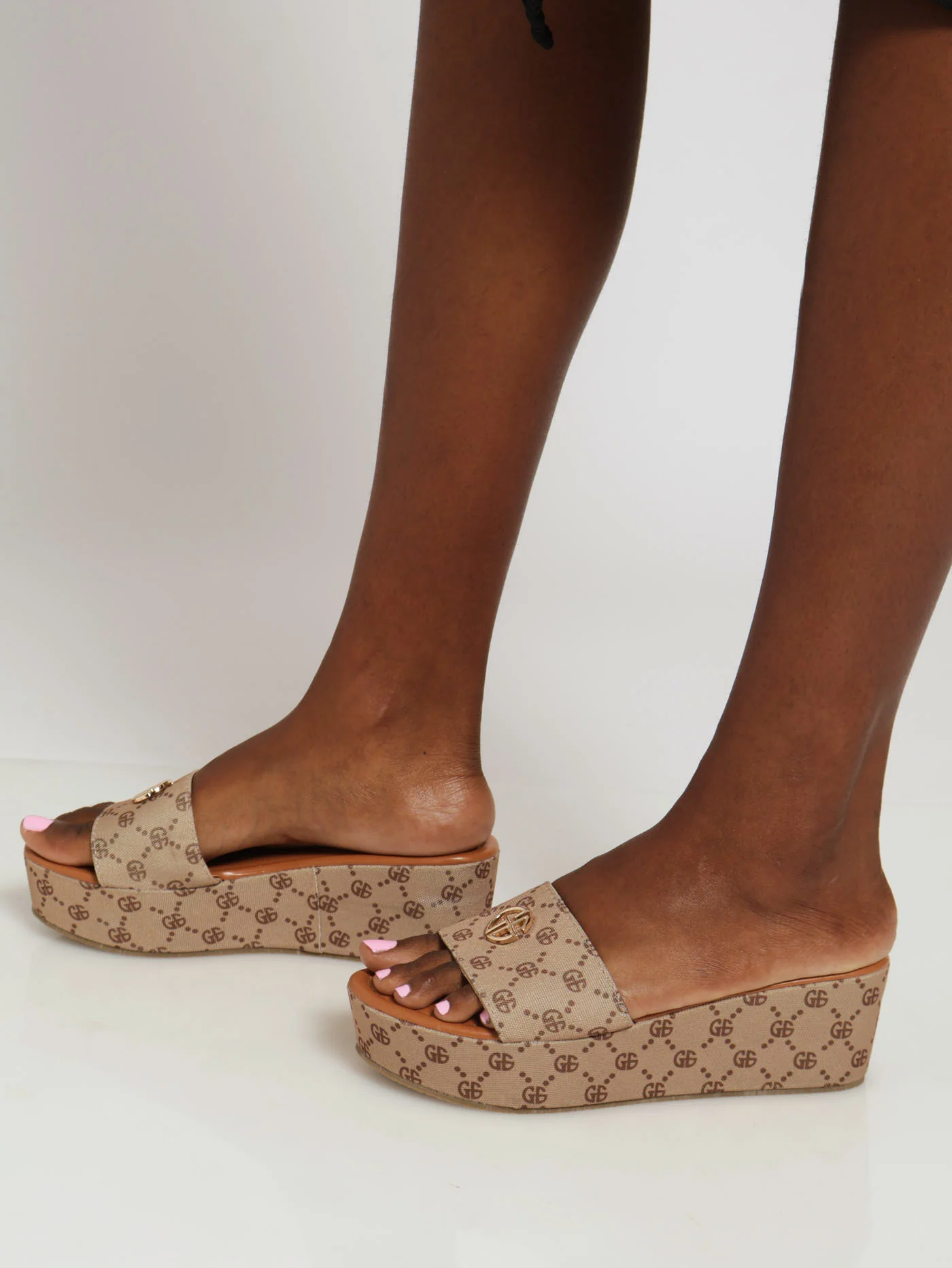 Flatform One Strap Monogram Mule Sandal - Sand - Image 2