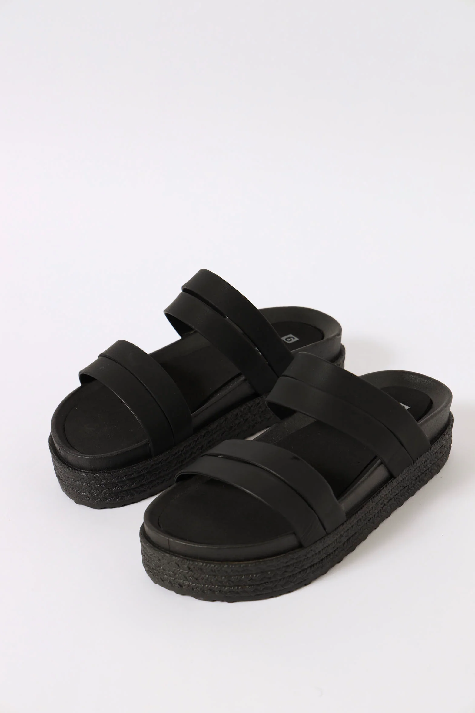 Flatform Textured Sandal - Black